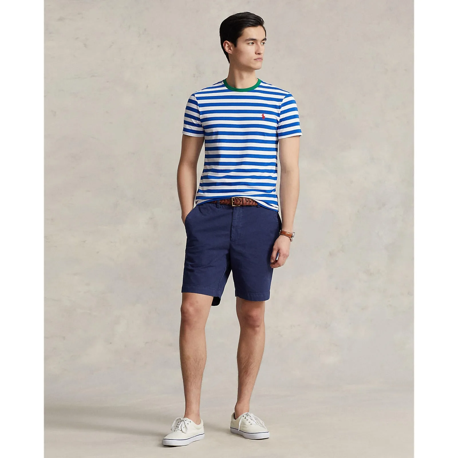 Polo Ralph Lauren - Custom Slim Fit Striped Jersey T-Shirt - Pacific Royal/White