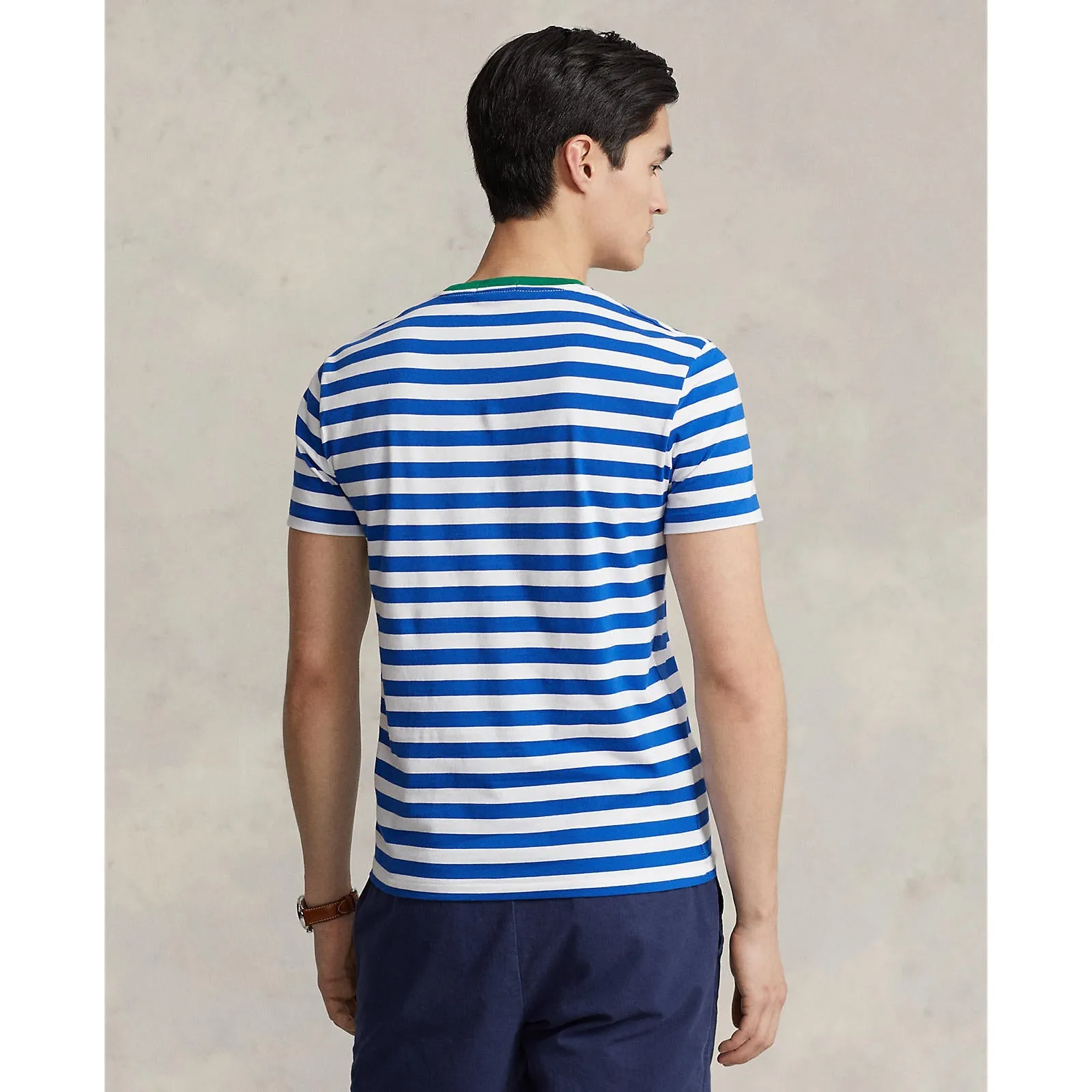 Polo Ralph Lauren - Custom Slim Fit Striped Jersey T-Shirt - Pacific Royal/White