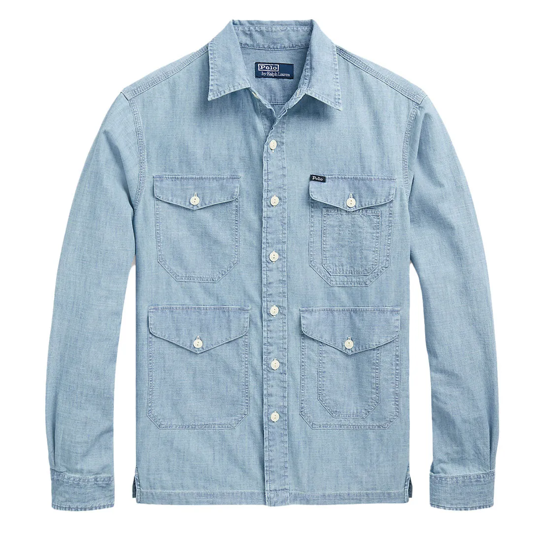 Polo Ralph Lauren Indigo Chambray Utility Overshirt Light Indigo