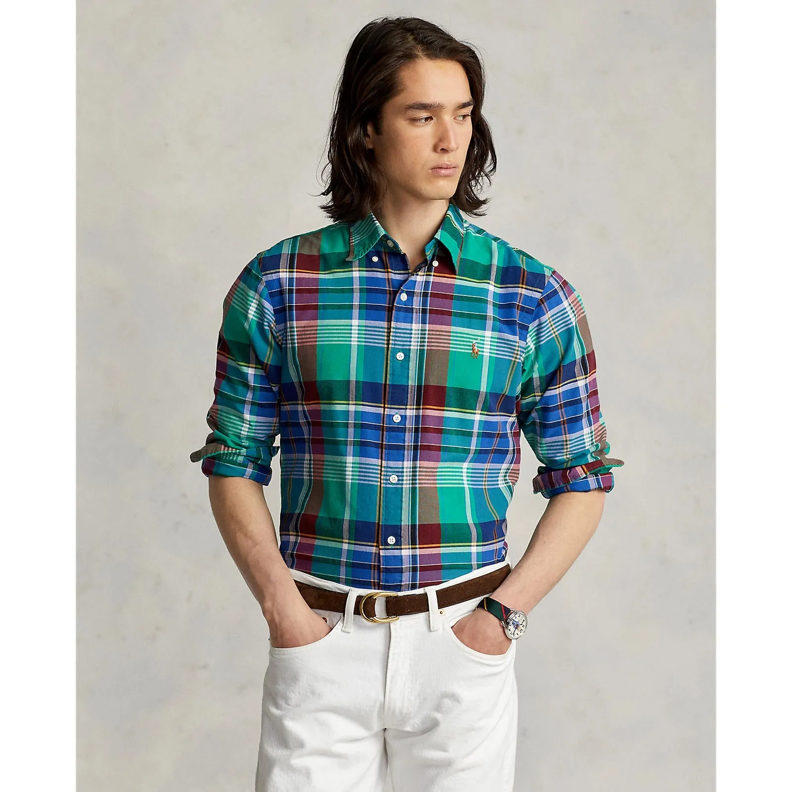 Polo Ralph Lauren - Oxford Shirt - Plaid - Bright Green, Blue, Red