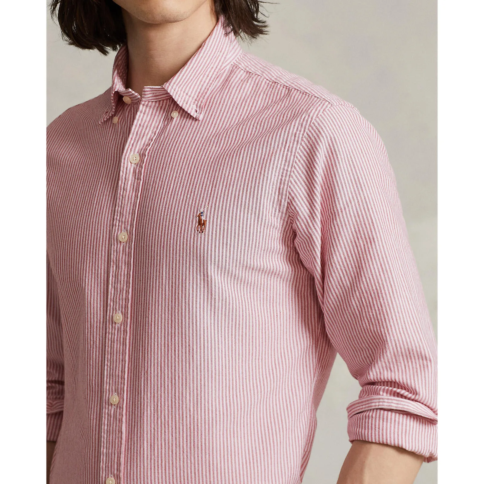 Polo Ralph Lauren - Oxford Shirt - Stripe - Burgundy / White