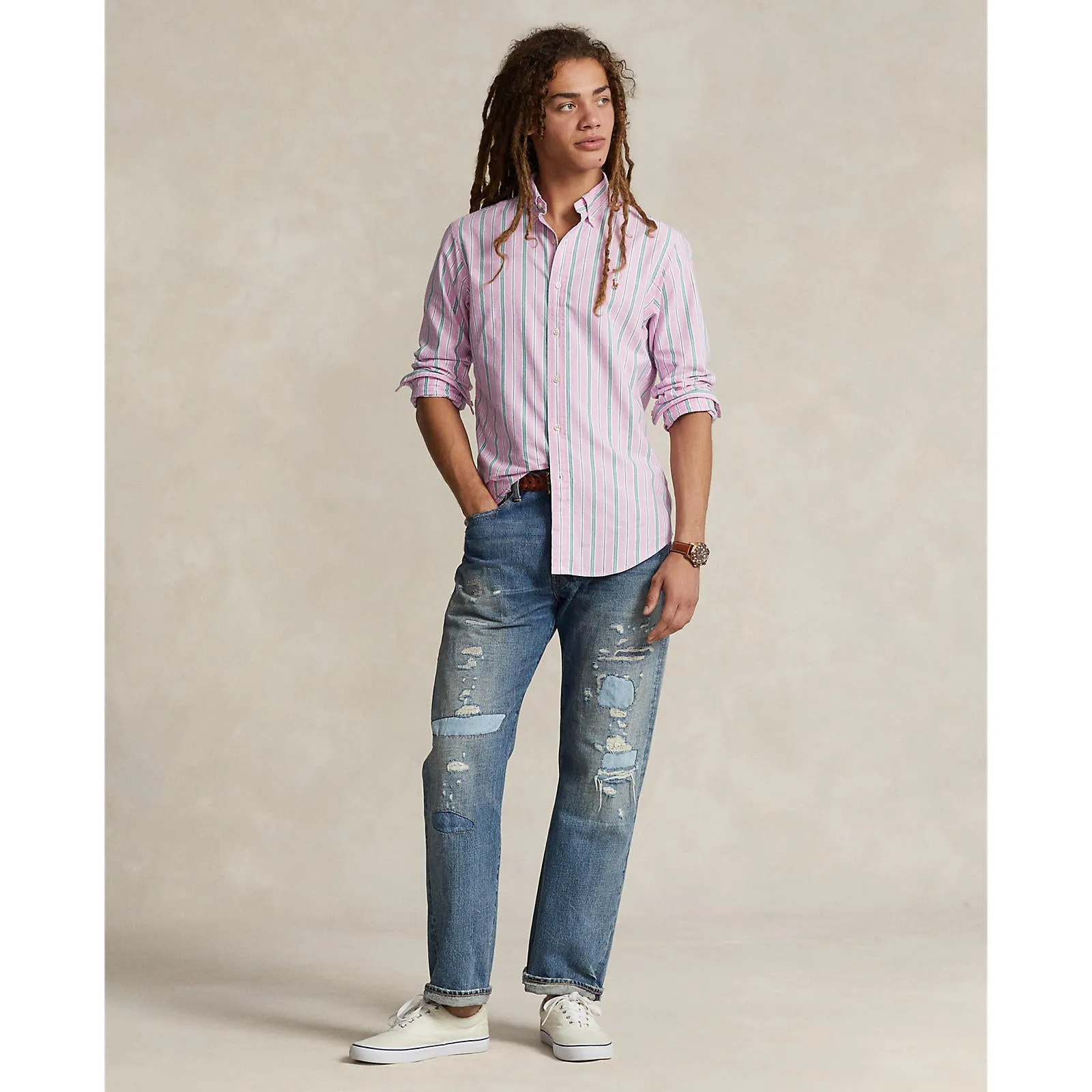 Polo Ralph Lauren - Oxford Shirt - Stripe - Pink, Green & White