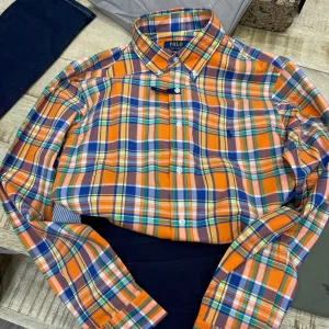 Polo Ralph Lauren - Poplin Stretch Custom Fit Shirt - Check - Orange/Navy Multi