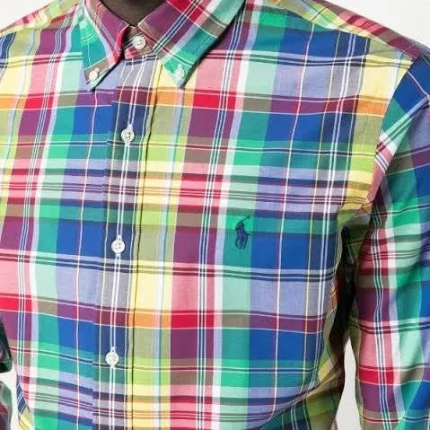 Polo Ralph Lauren - Poplin Stretch Custom Fit Shirt - Check - Royal/Navy Multi