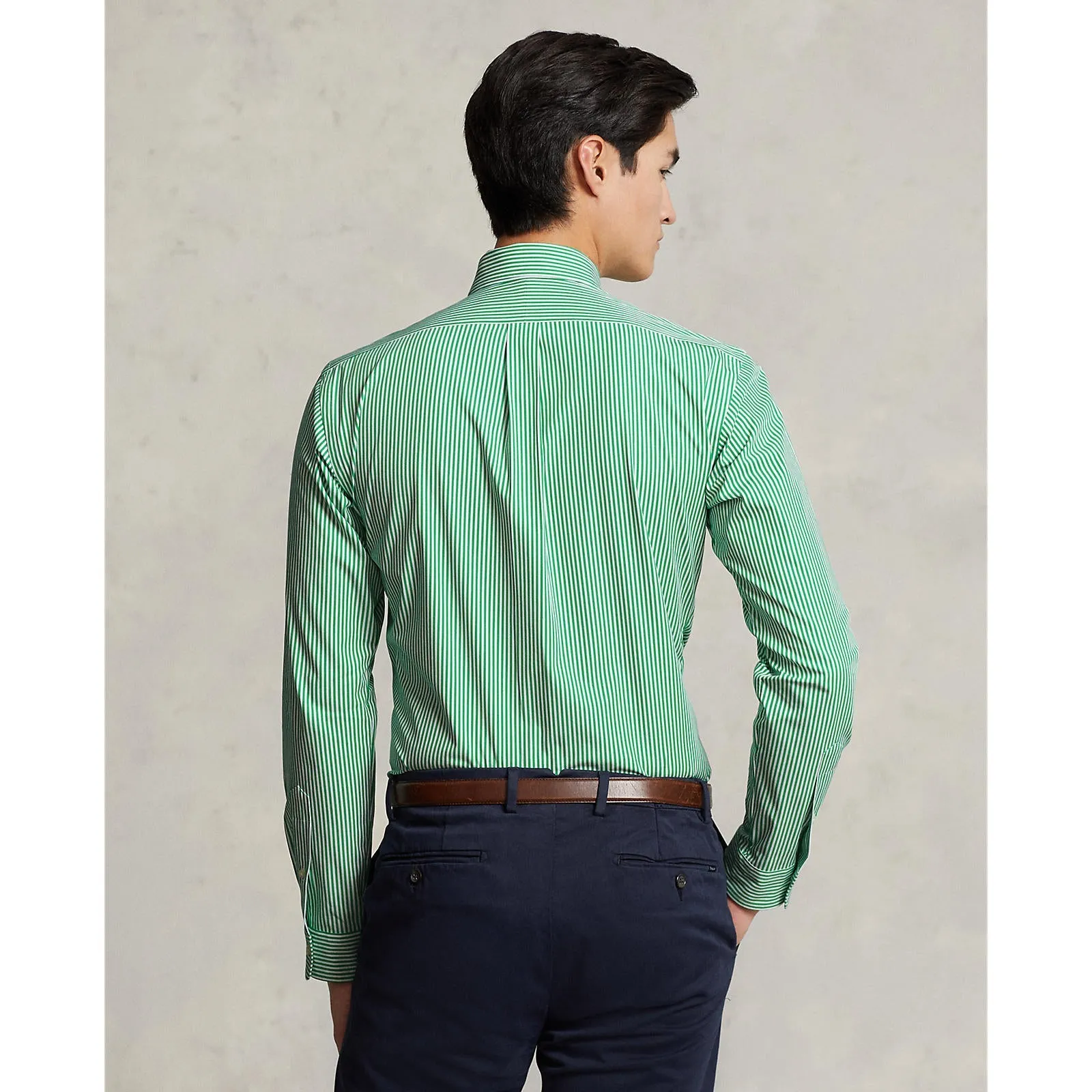 Polo Ralph Lauren - Poplin Stretch Shirt - Stripe - Golf Green/White