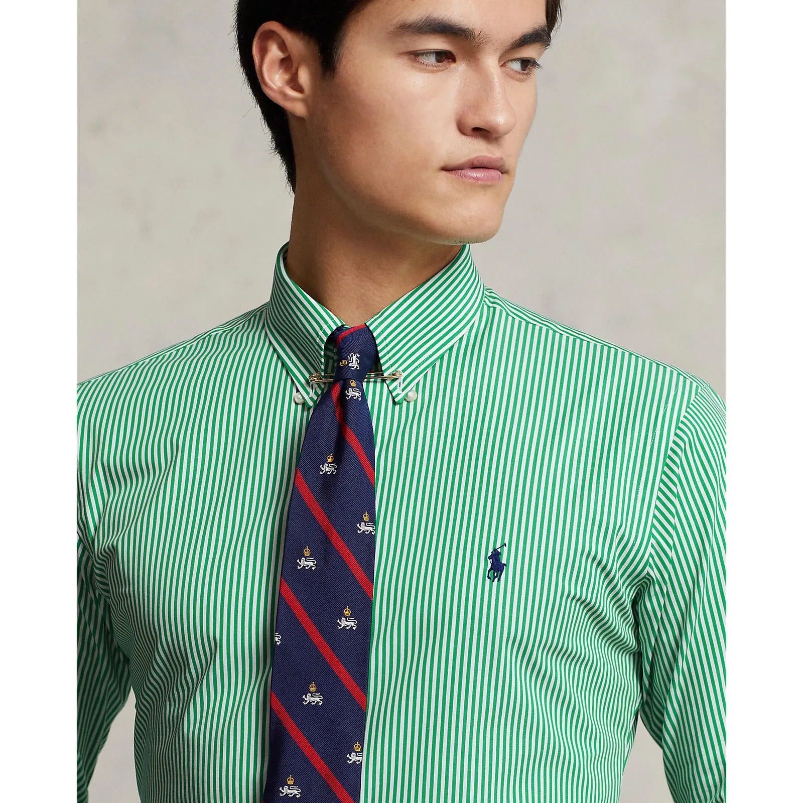 Polo Ralph Lauren - Poplin Stretch Shirt - Stripe - Golf Green/White