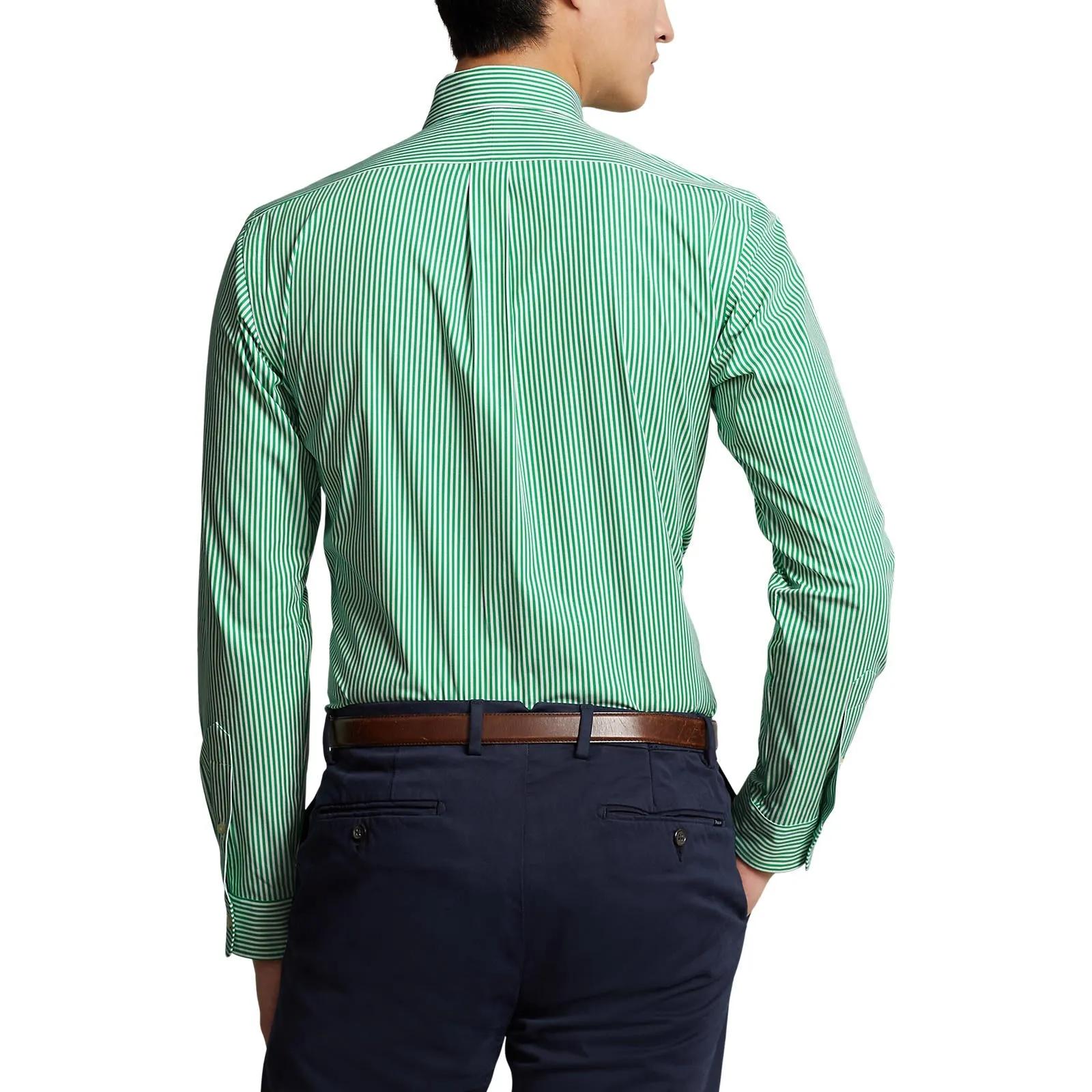 Polo Ralph Lauren - Poplin Stretch Shirt - Stripe - Golf Green/White
