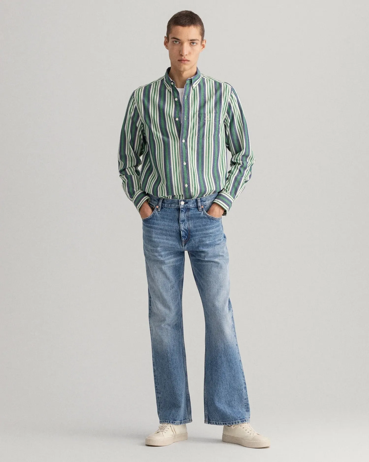 Poplin Stripe Shirt - Green | Red