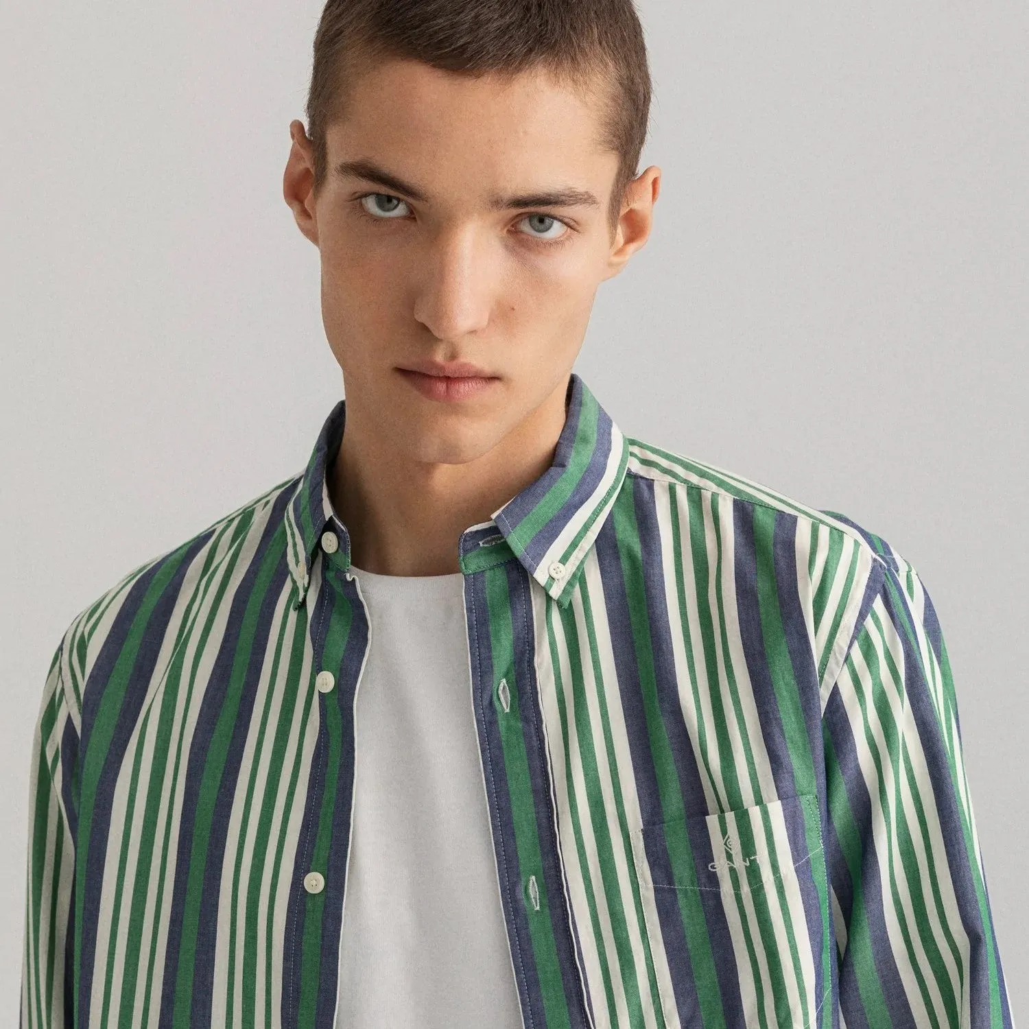 Poplin Stripe Shirt - Green | Red