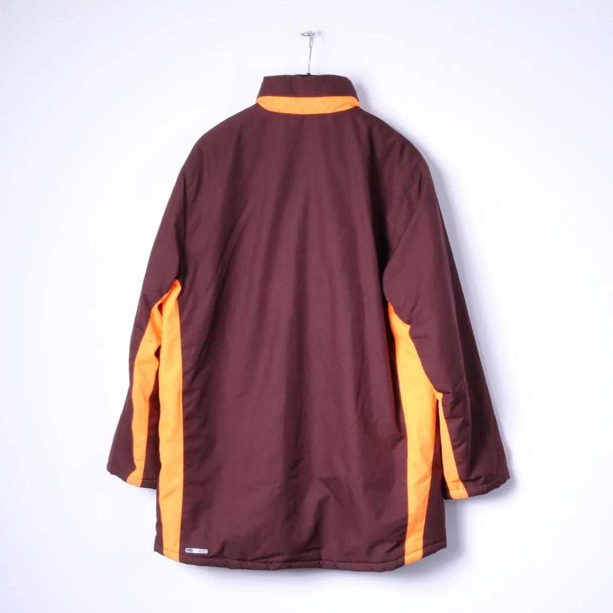 PUMA Mens XL Jacket Maroon Full Zipper Hidden Hood Padded Sport Orange Logo Top