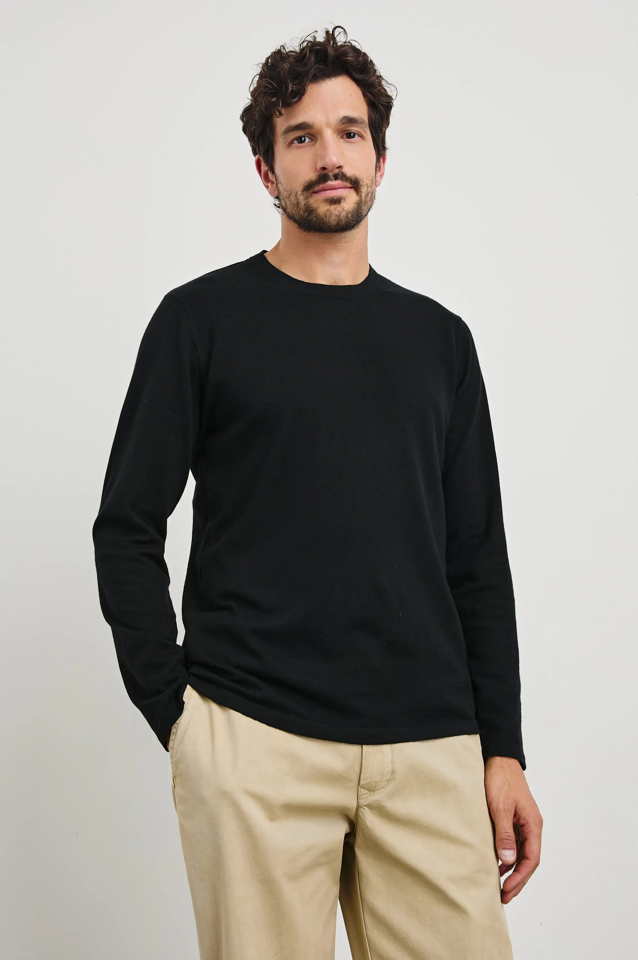 QUENTIN COTTON CASHMERE LONG SLEEVE TEE - BLACK Rails