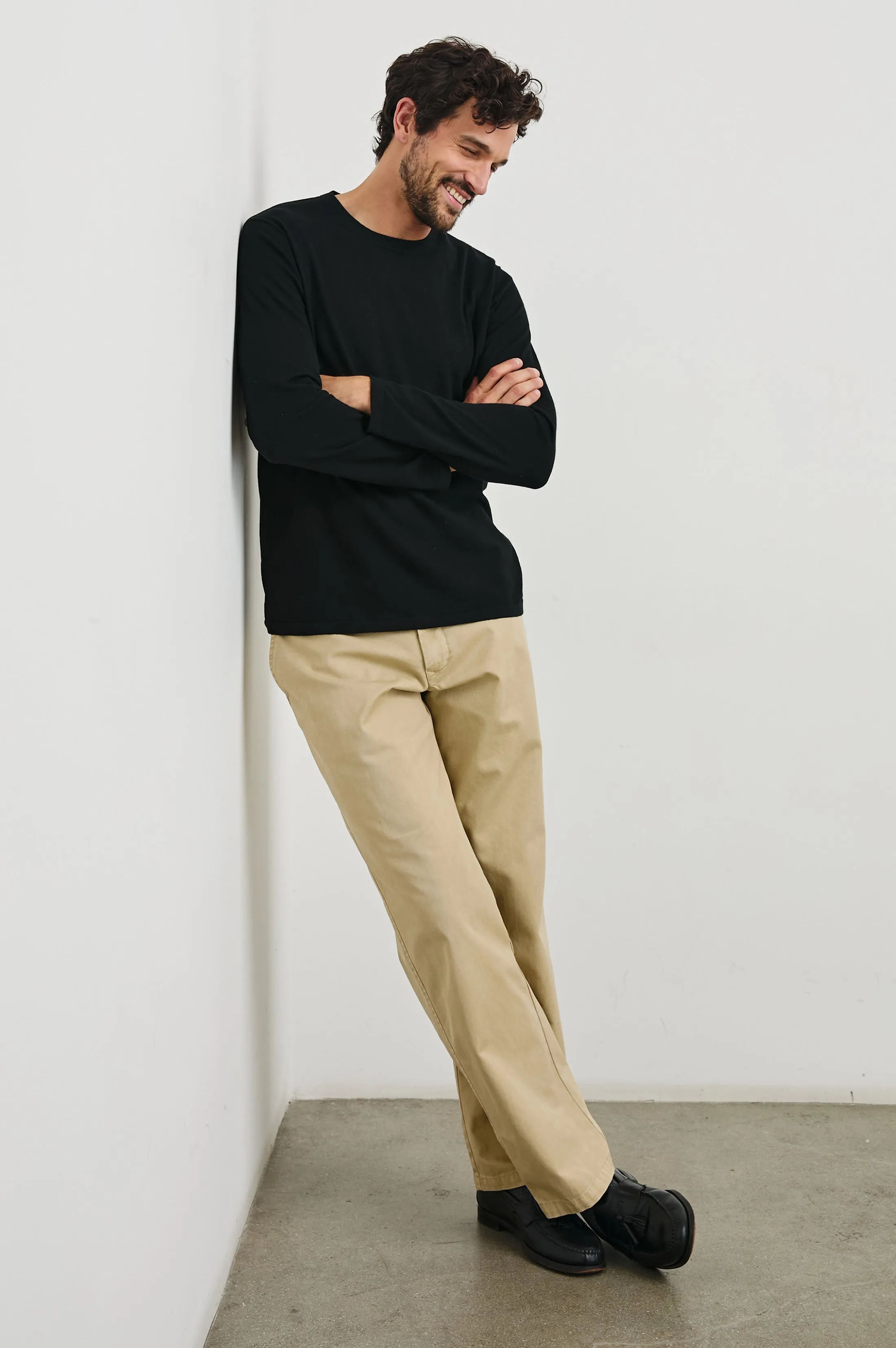 QUENTIN COTTON CASHMERE LONG SLEEVE TEE - BLACK Rails