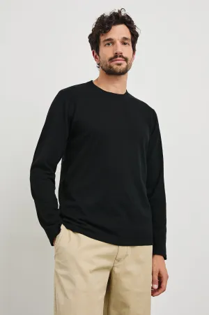 QUENTIN COTTON CASHMERE LONG SLEEVE TEE - BLACK Rails