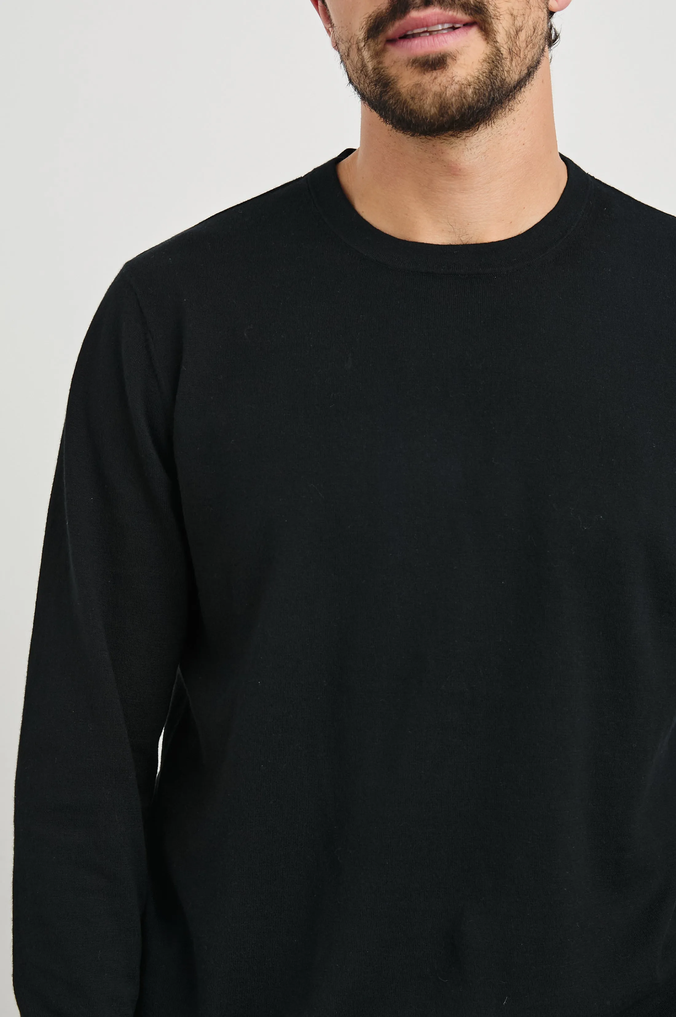 QUENTIN COTTON CASHMERE LONG SLEEVE TEE - BLACK Rails