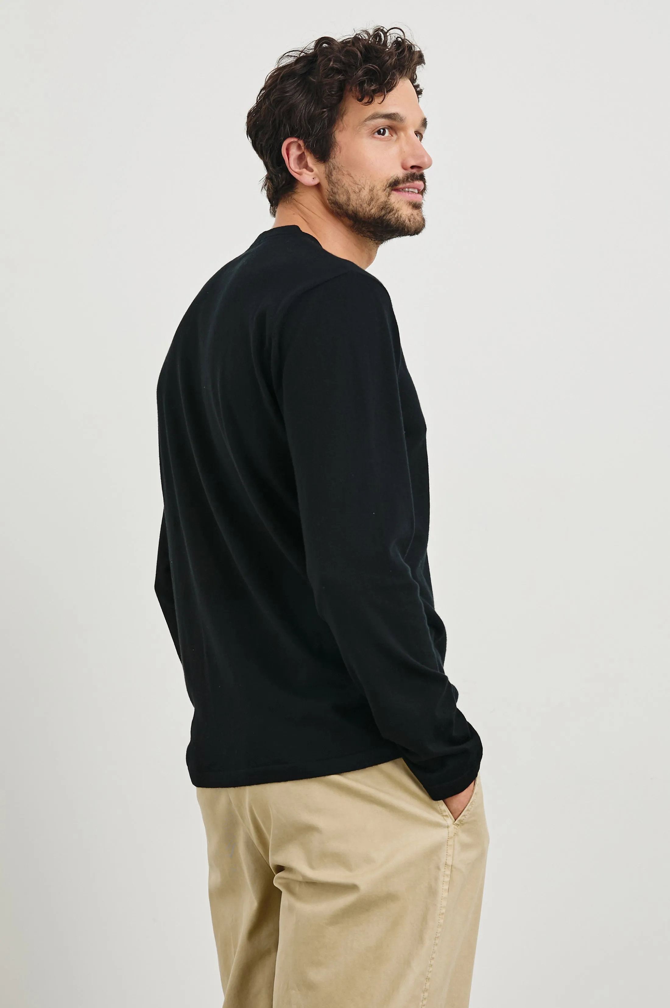 QUENTIN COTTON CASHMERE LONG SLEEVE TEE - BLACK Rails