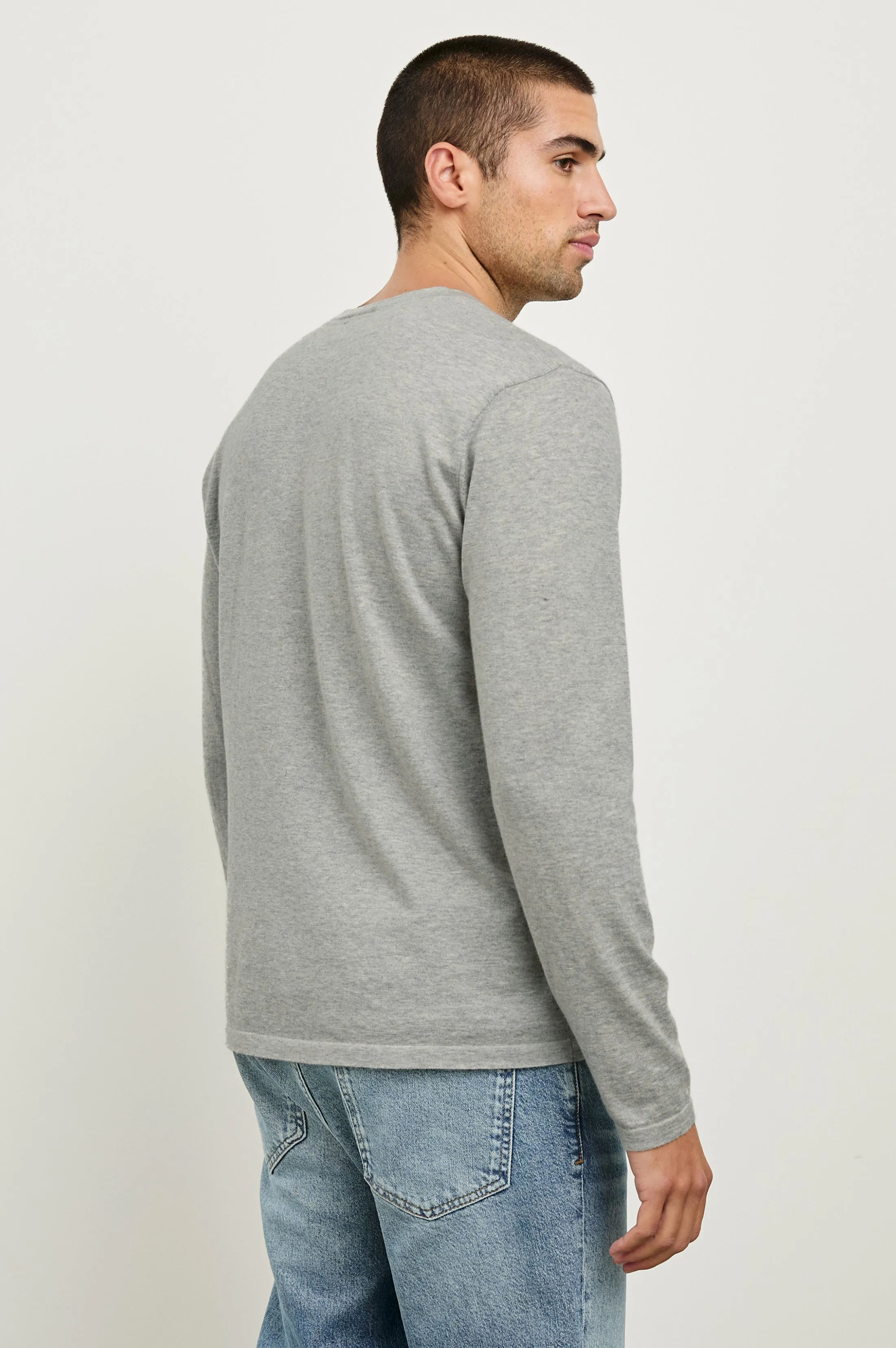 QUENTIN COTTON CASHMERE LONG SLEEVE TEE - HEATHER GREY Rails