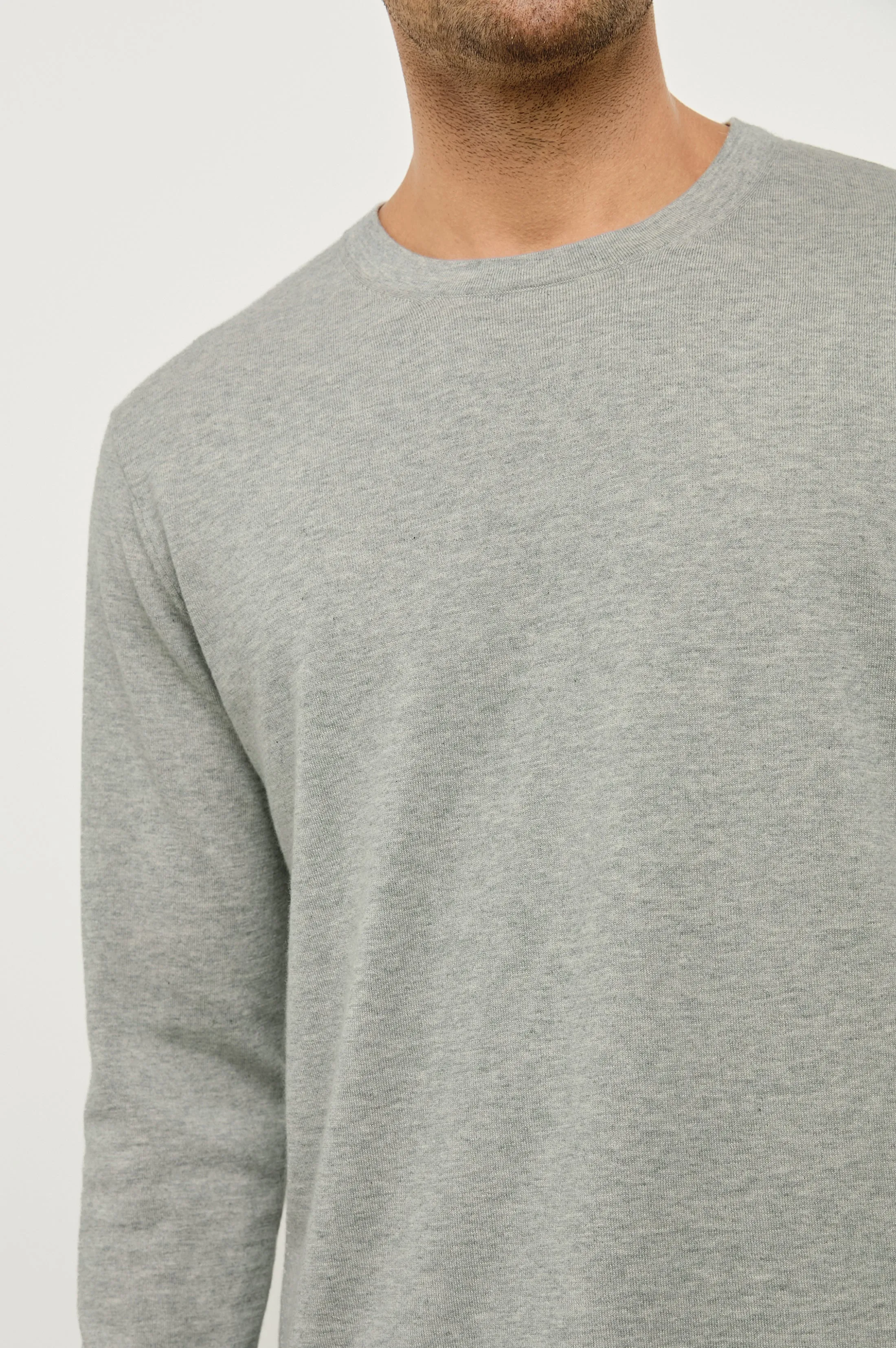 QUENTIN COTTON CASHMERE LONG SLEEVE TEE - HEATHER GREY Rails