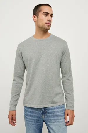 QUENTIN COTTON CASHMERE LONG SLEEVE TEE - HEATHER GREY Rails