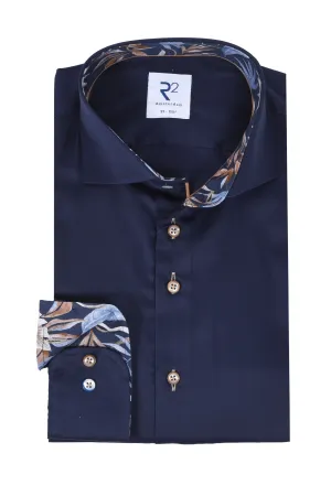 R2 Cut Away Long Sleeved Shirt Navy