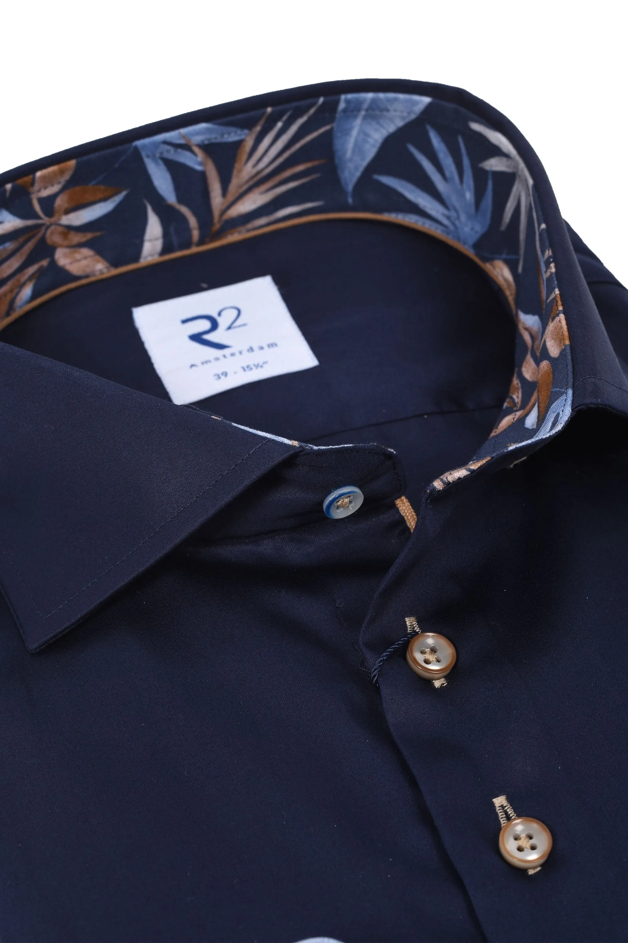 R2 Cut Away Long Sleeved Shirt Navy