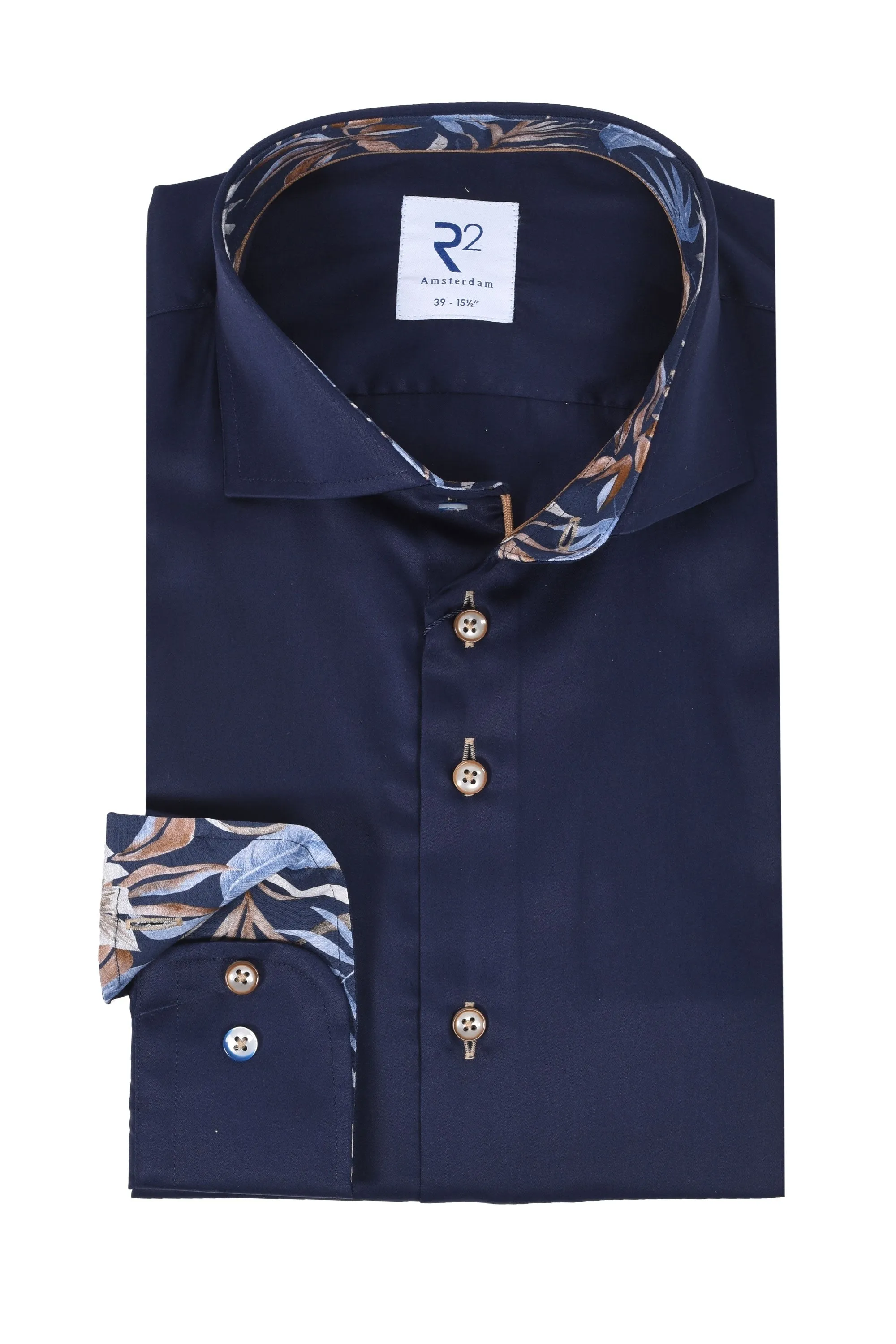 R2 Cut Away Long Sleeved Shirt Navy