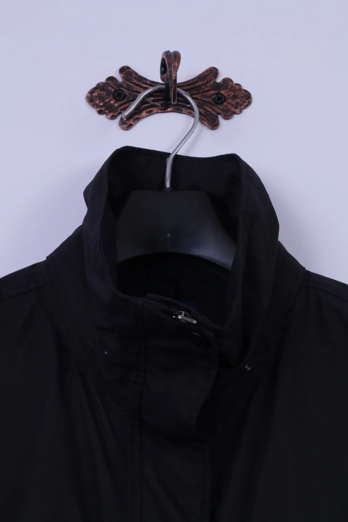 Race Marine Womens 40 M Rain Jacket Black Nylon Full Zipper Waterproof Coat