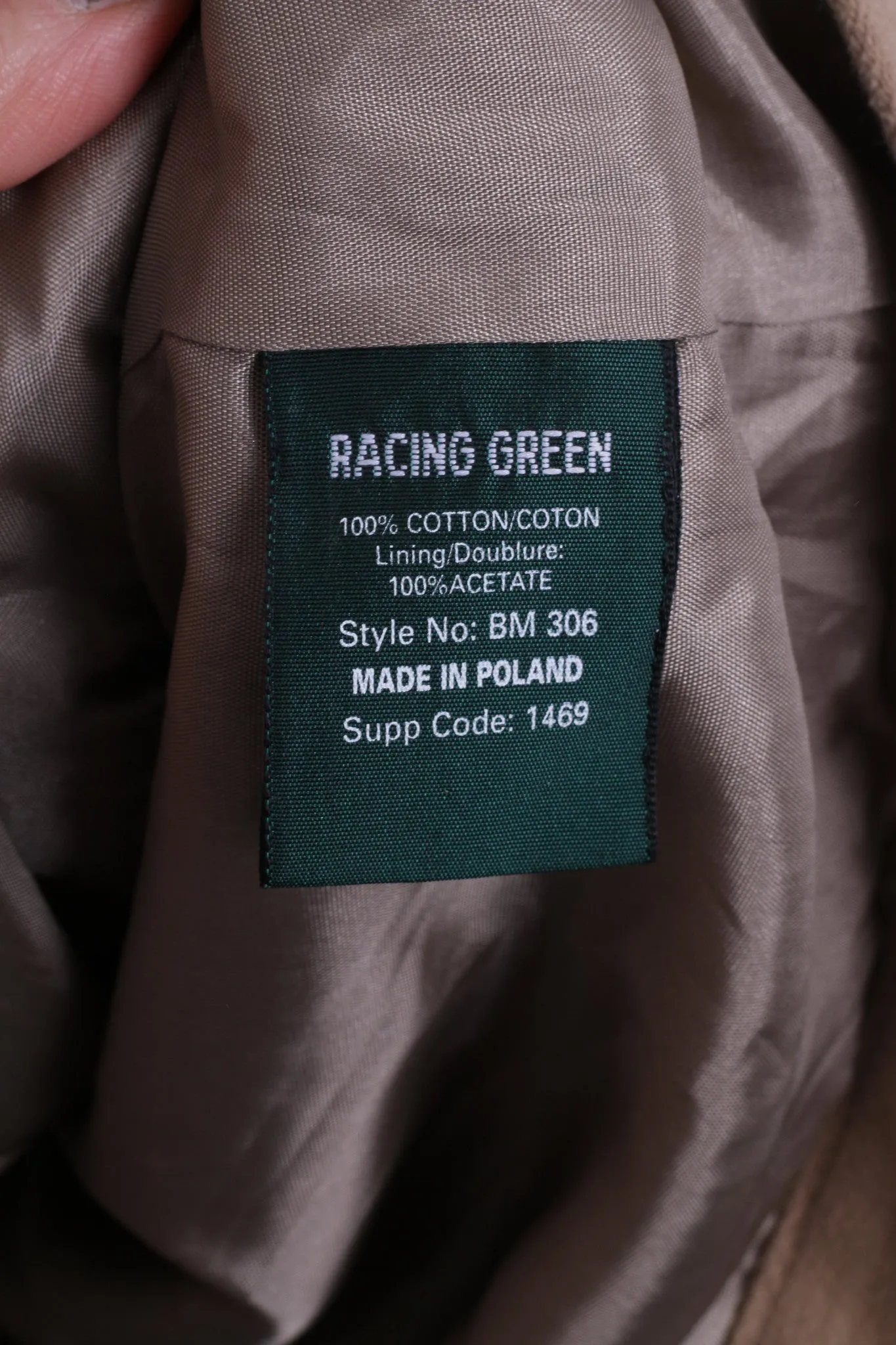 Racing Green Womens 16 XL Jacket Beige Cotton Top