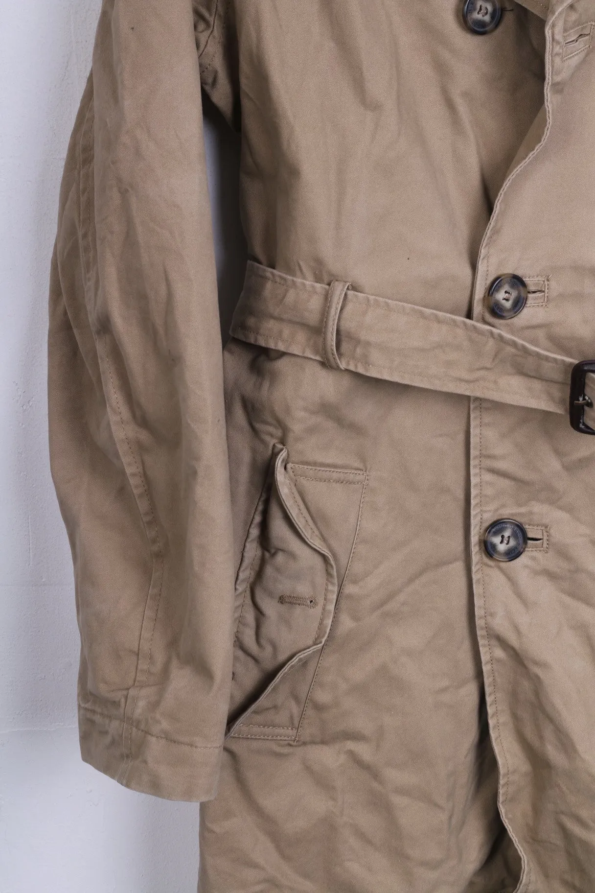 Racing Green Womens M Coat Double Breasted Beige Padded