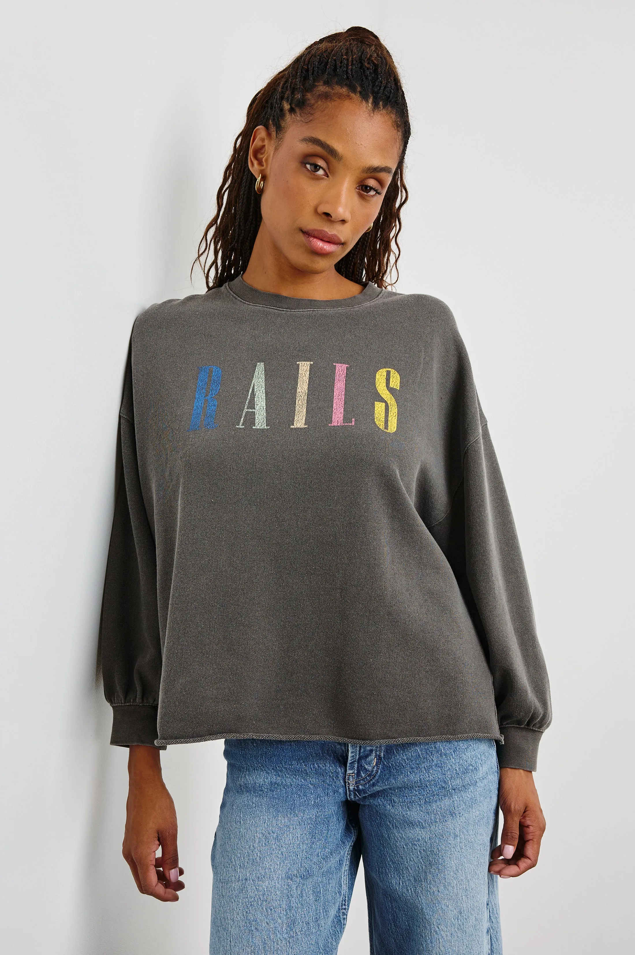 RAILS SIGNATURE SWEATSHIRT - VINTAGE BLACK Rails