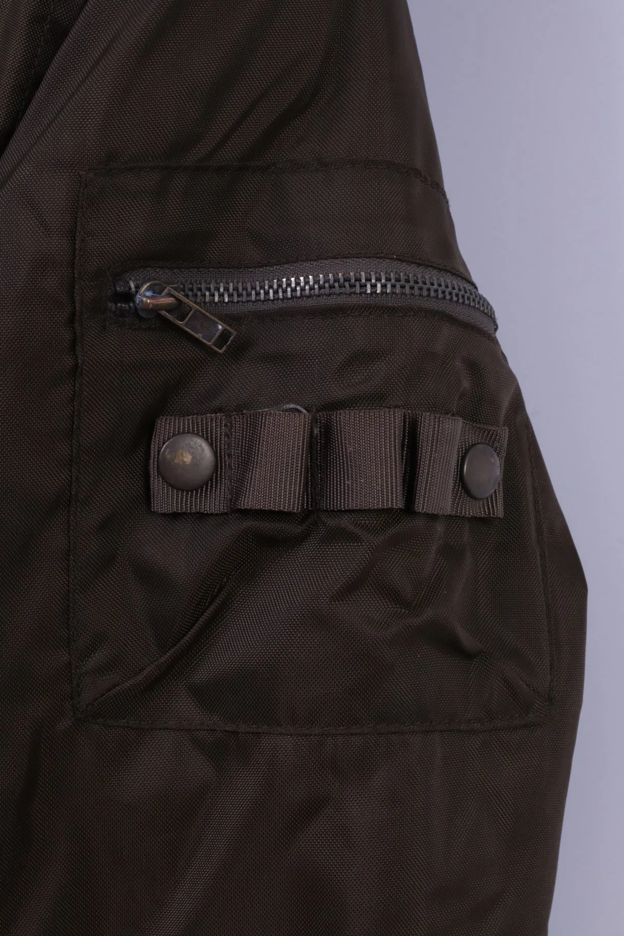 Rainbow West Womens M Jacket Shiny Brown Nylon Hooded Retro Padded Bomber