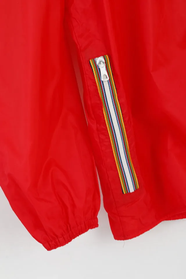 Rea Mens 52/54 L Rain Jacket Red Nylon Waterproof Hidden Hood Top