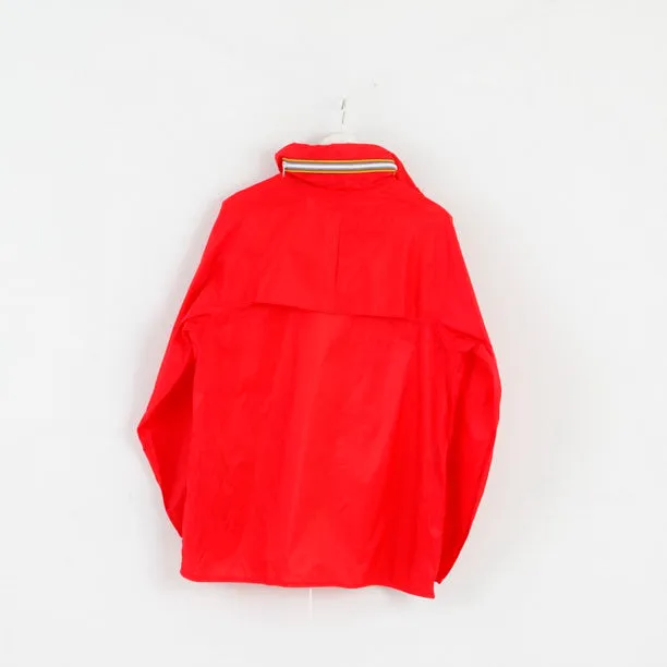 Rea Mens 52/54 L Rain Jacket Red Nylon Waterproof Hidden Hood Top