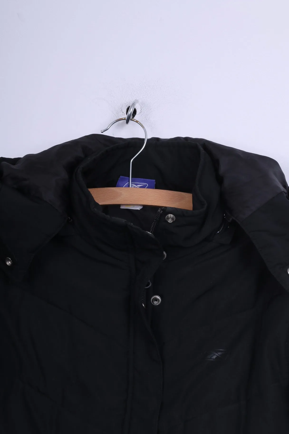 Reebok Womens 36 S Jacket Black Padded Hooded Zip Up Warm Top