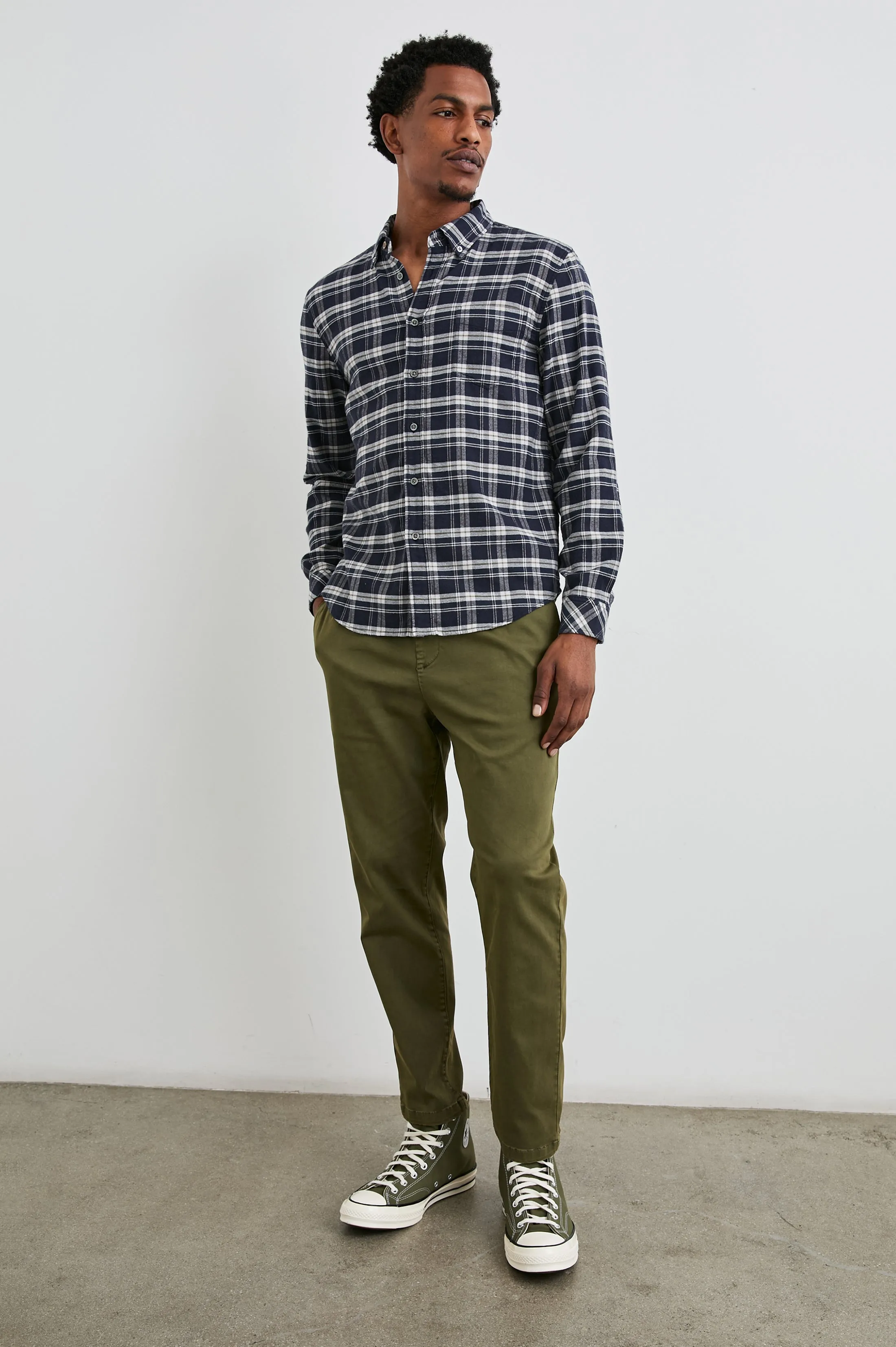 REID SHIRT - NAVY LENTIL CREAM Rails