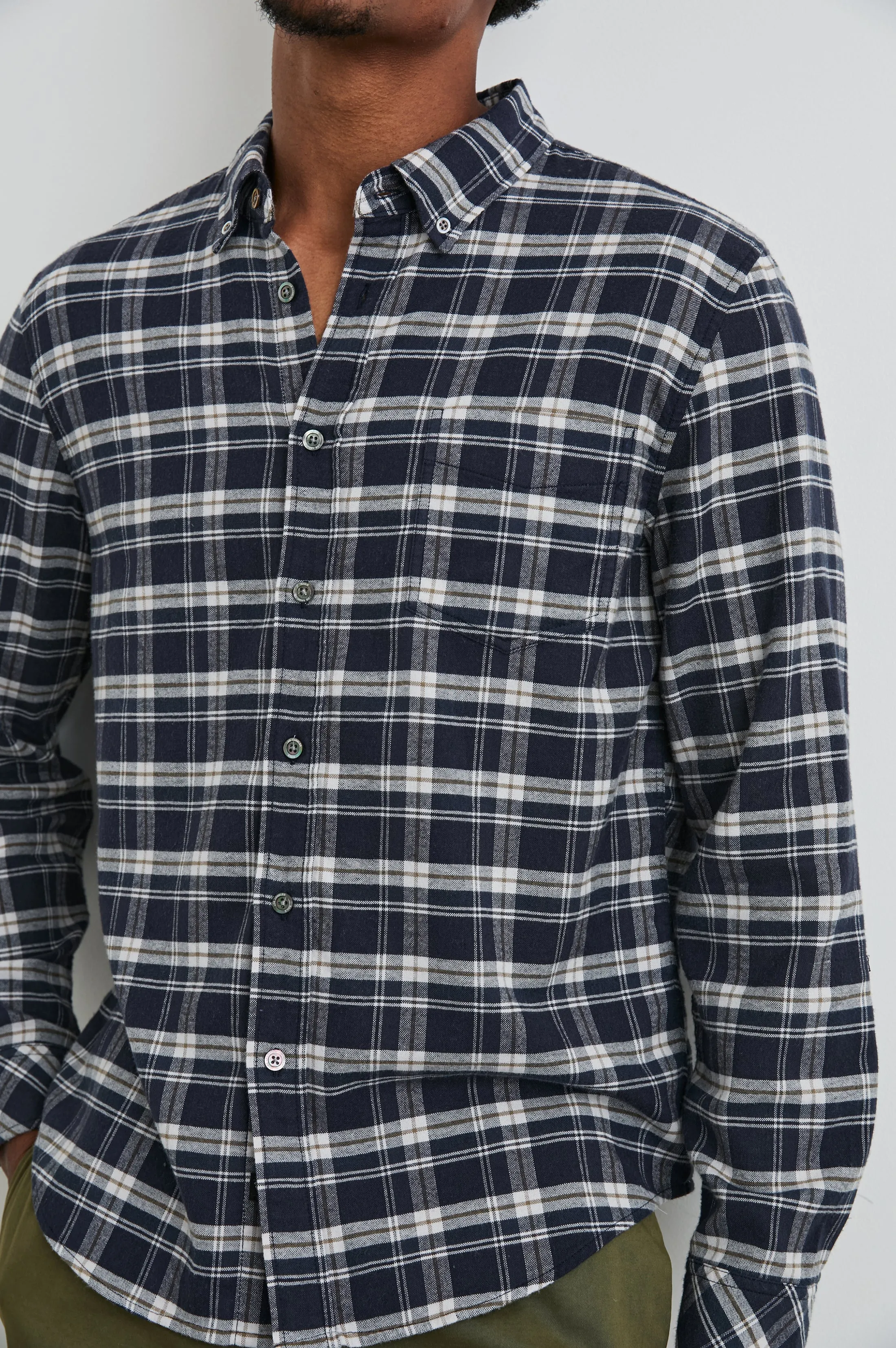 REID SHIRT - NAVY LENTIL CREAM Rails