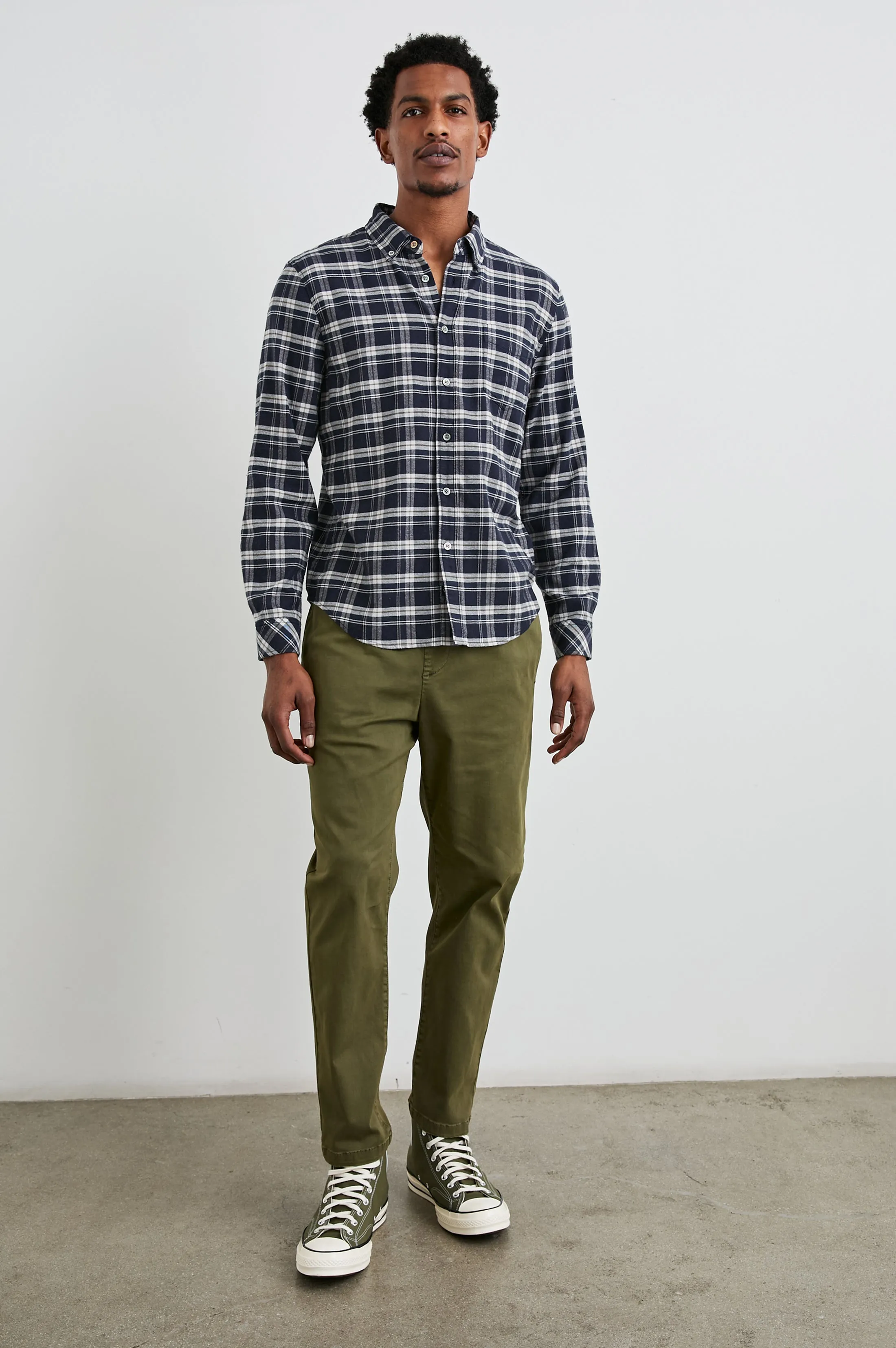 REID SHIRT - NAVY LENTIL CREAM Rails