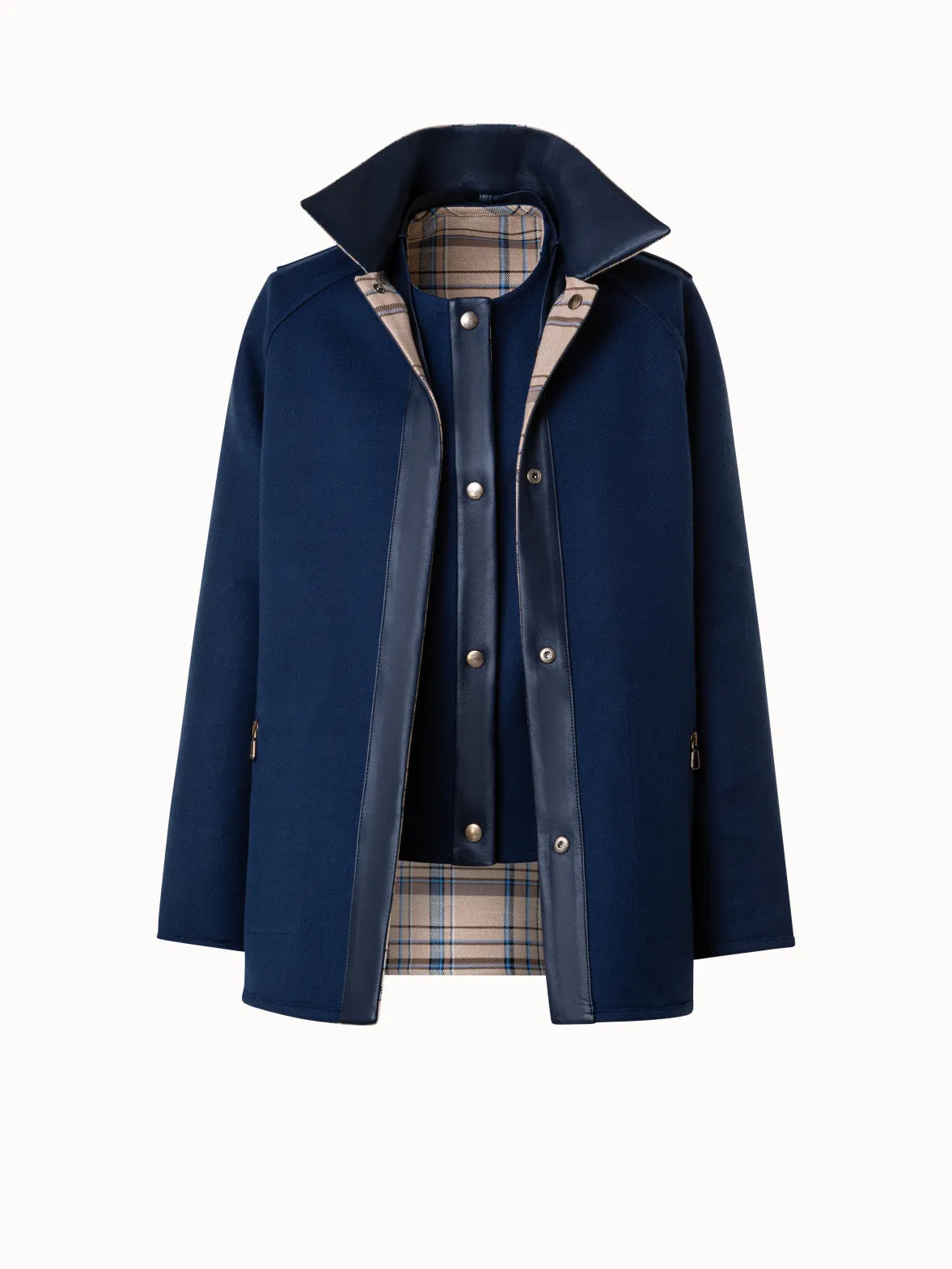 Reversible 3-in-1 Wool Double Weave Jacket Akris