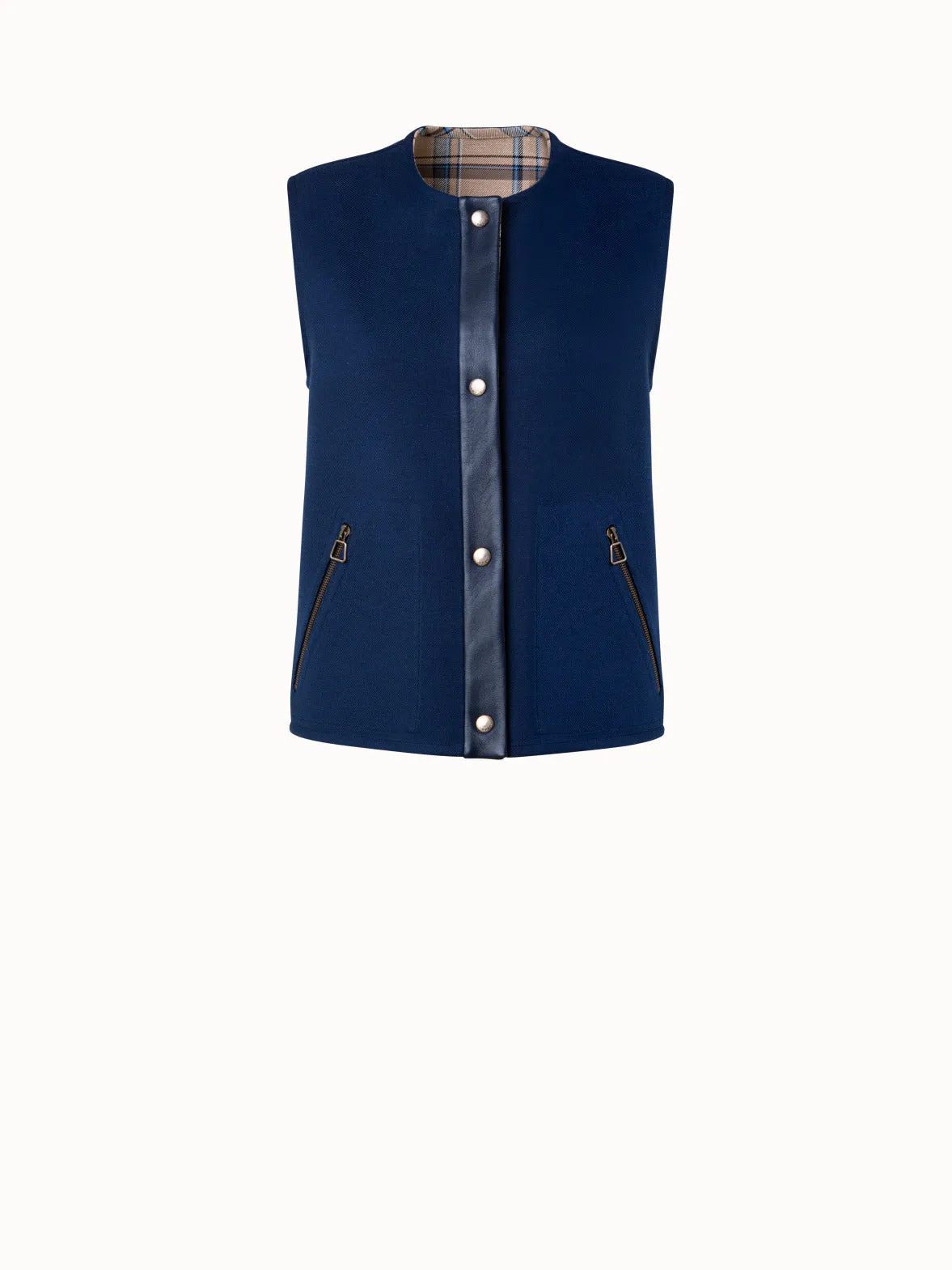 Reversible 3-in-1 Wool Double Weave Jacket Akris