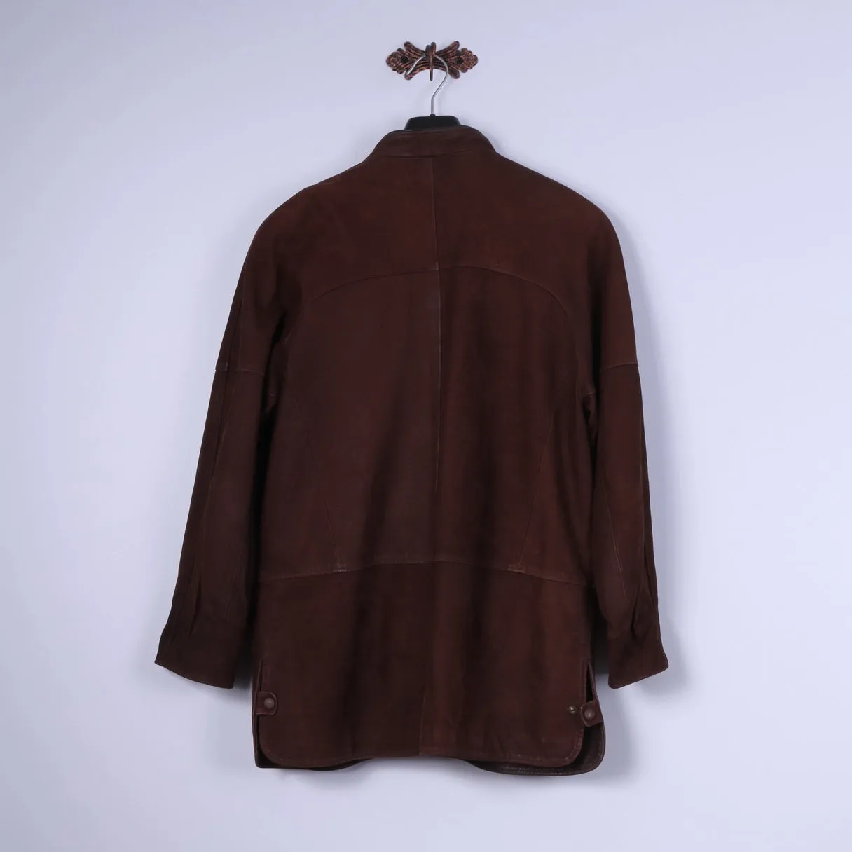 REWARD London Womens L Jacket Brown Leather Single Breasted Shoulder Pads