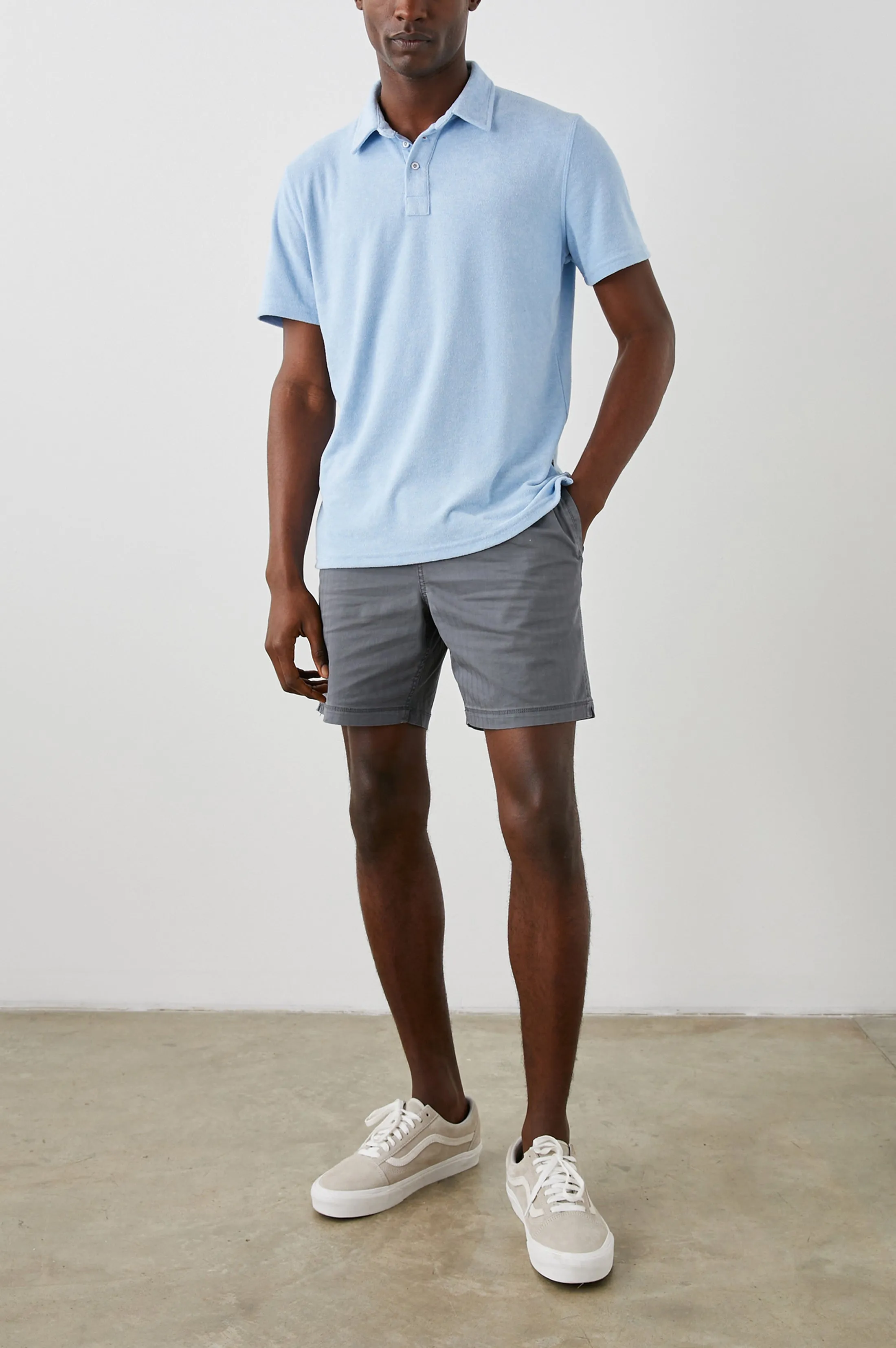 RHEN POLO SHIRT - TERRY CHAMBRAY BLUE Rails