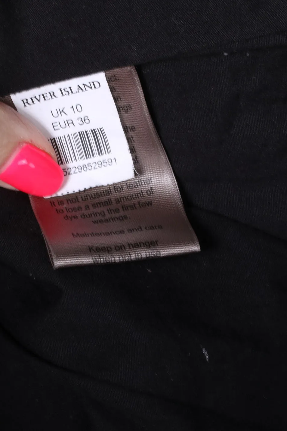 River Island Womens 10 S Jacket Black Leather Full Zipper Belted Biker Top