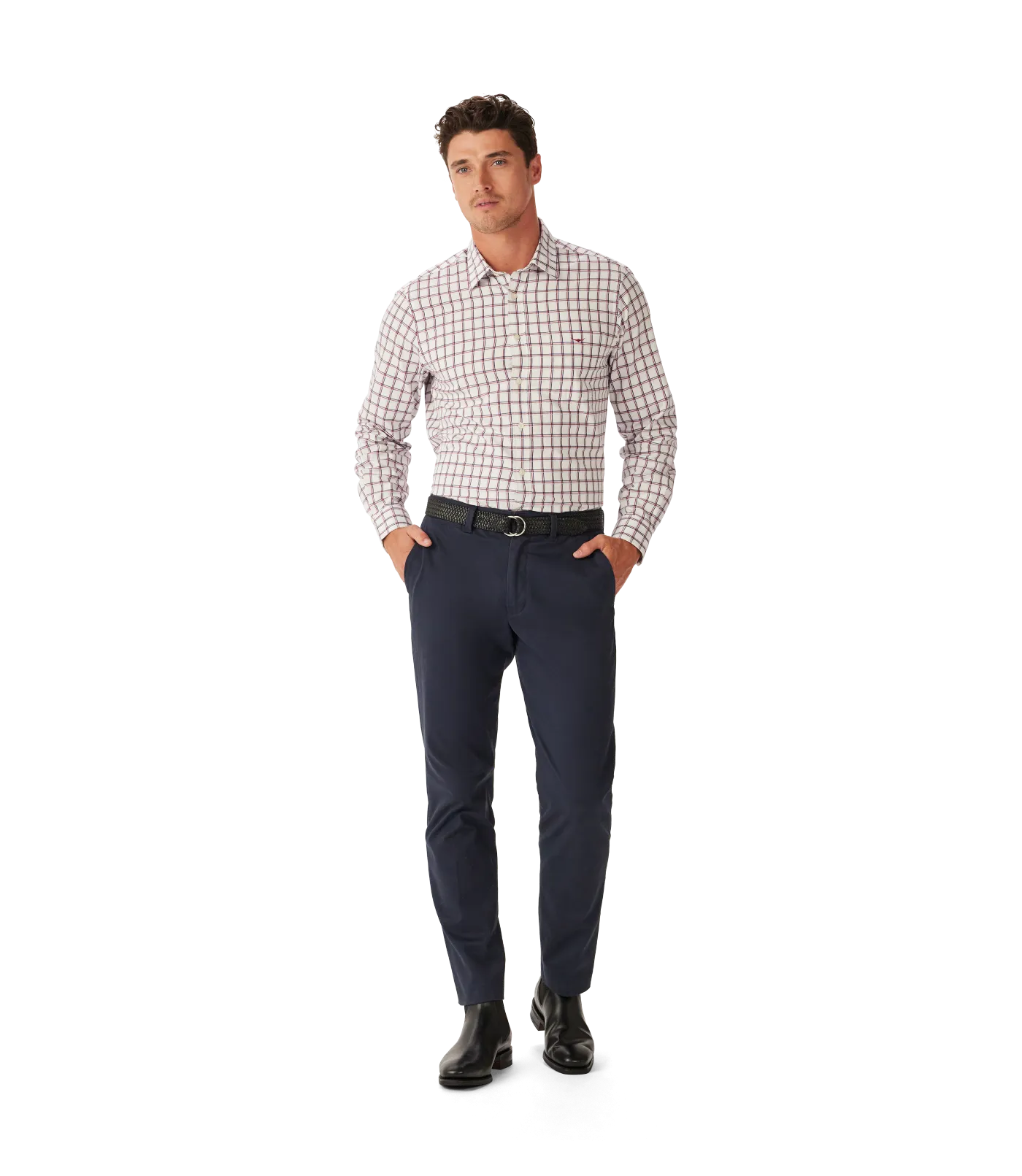R.M.Williams - Classic Twill Check Shirt - White/Red/Navy