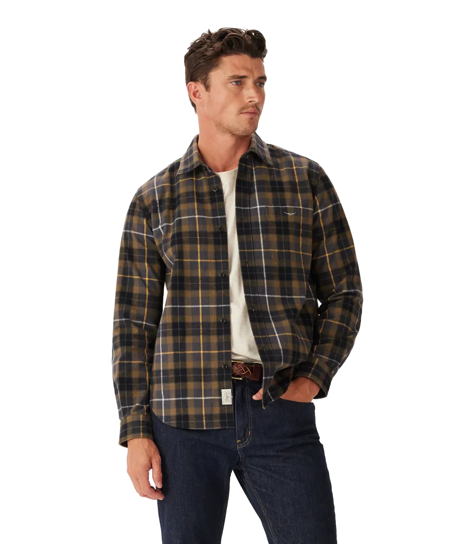 R.M.Williams - Field Flannel Check Overshirt - Khaki Navy