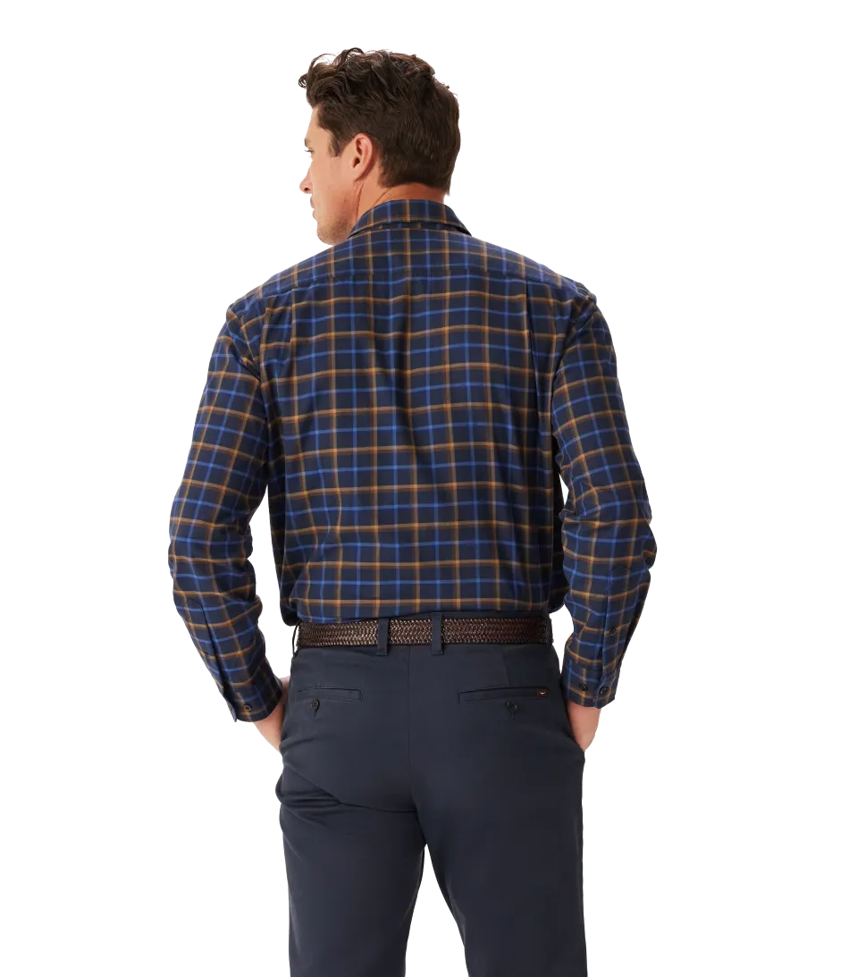 R.M.Williams - Regular Twill Check Shirt - Navy/Brown
