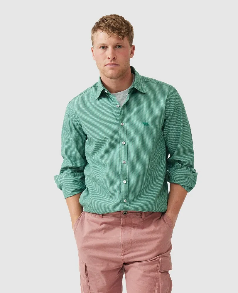 Rodd & Gunn - Balmoral Hill Poplin Shirt - Stripe - Evergreen