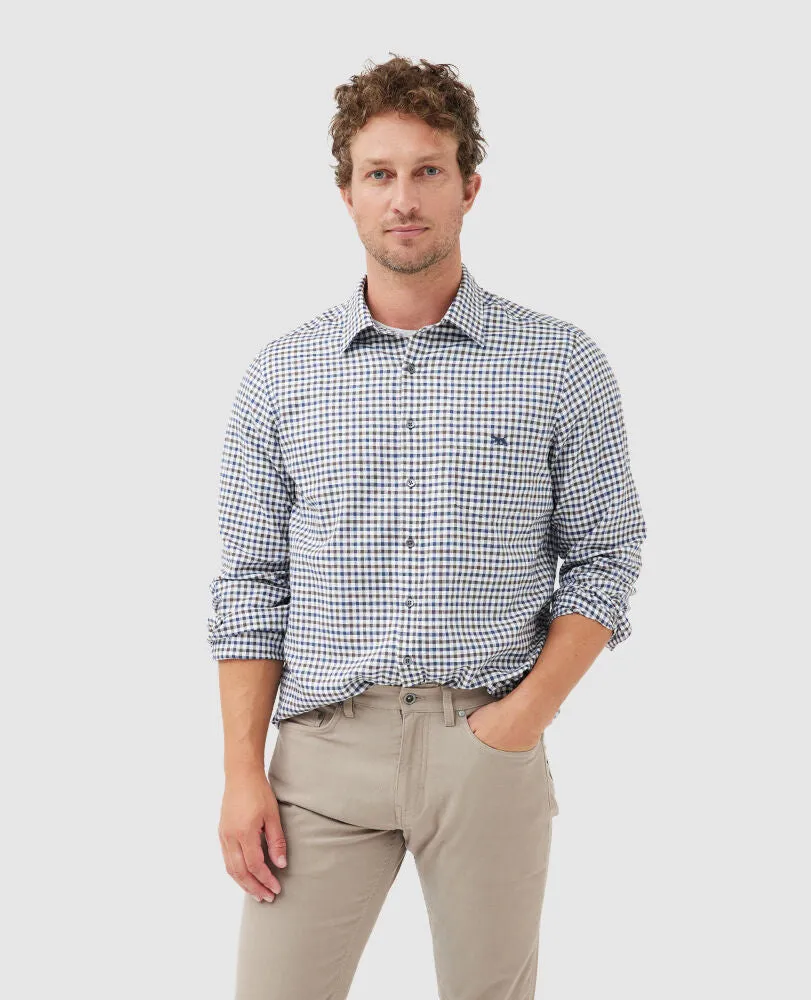 Rodd & Gunn -  Gebbies Valley Linen Shirt - Check - Walnut