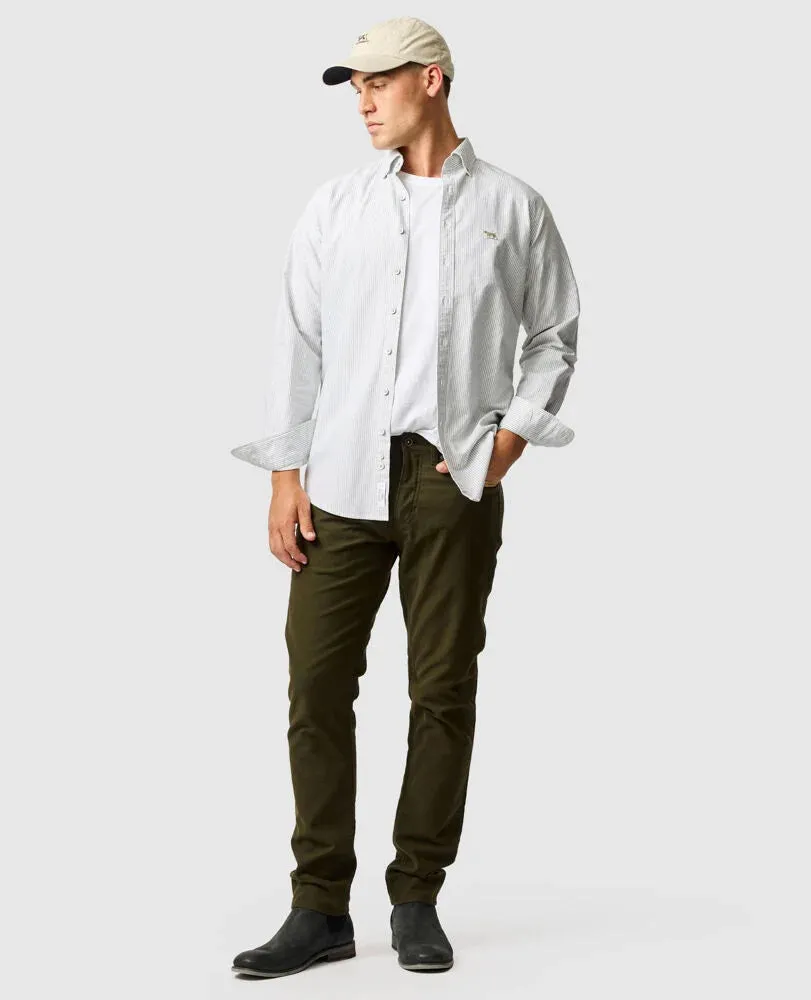 Rodd & Gunn - Gunn Oxford Shirt - Stripe - Khaki & White