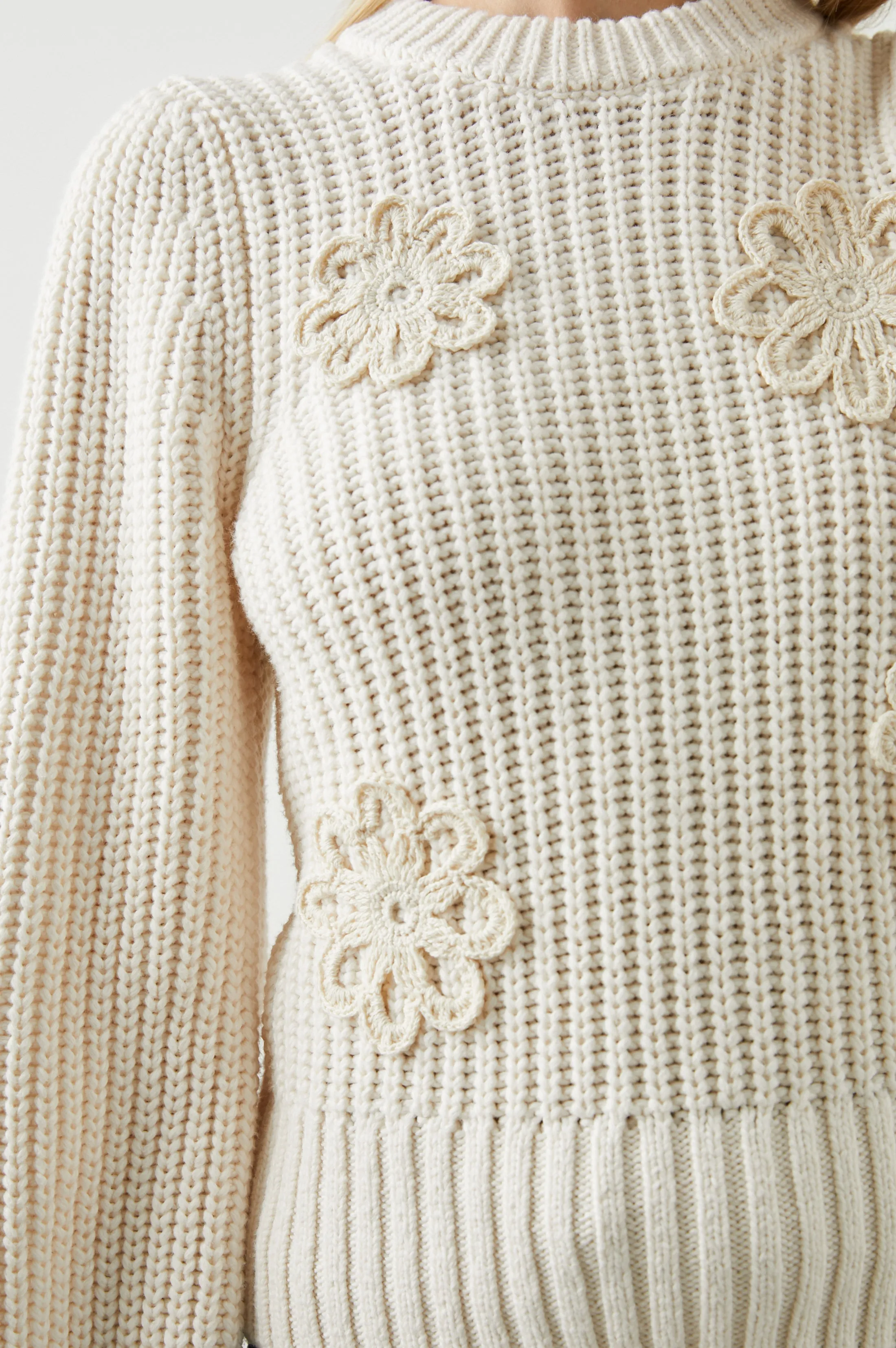 ROMY SWEATER - IVORY CROCHET DAISIES Rails