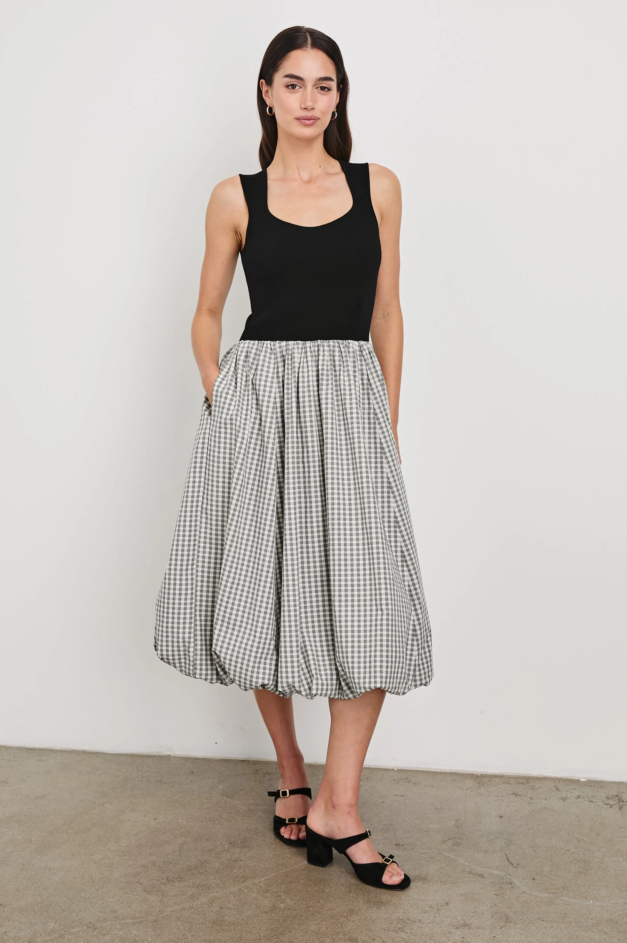 ROSALIND DRESS - IVORY JET GINGHAM Rails