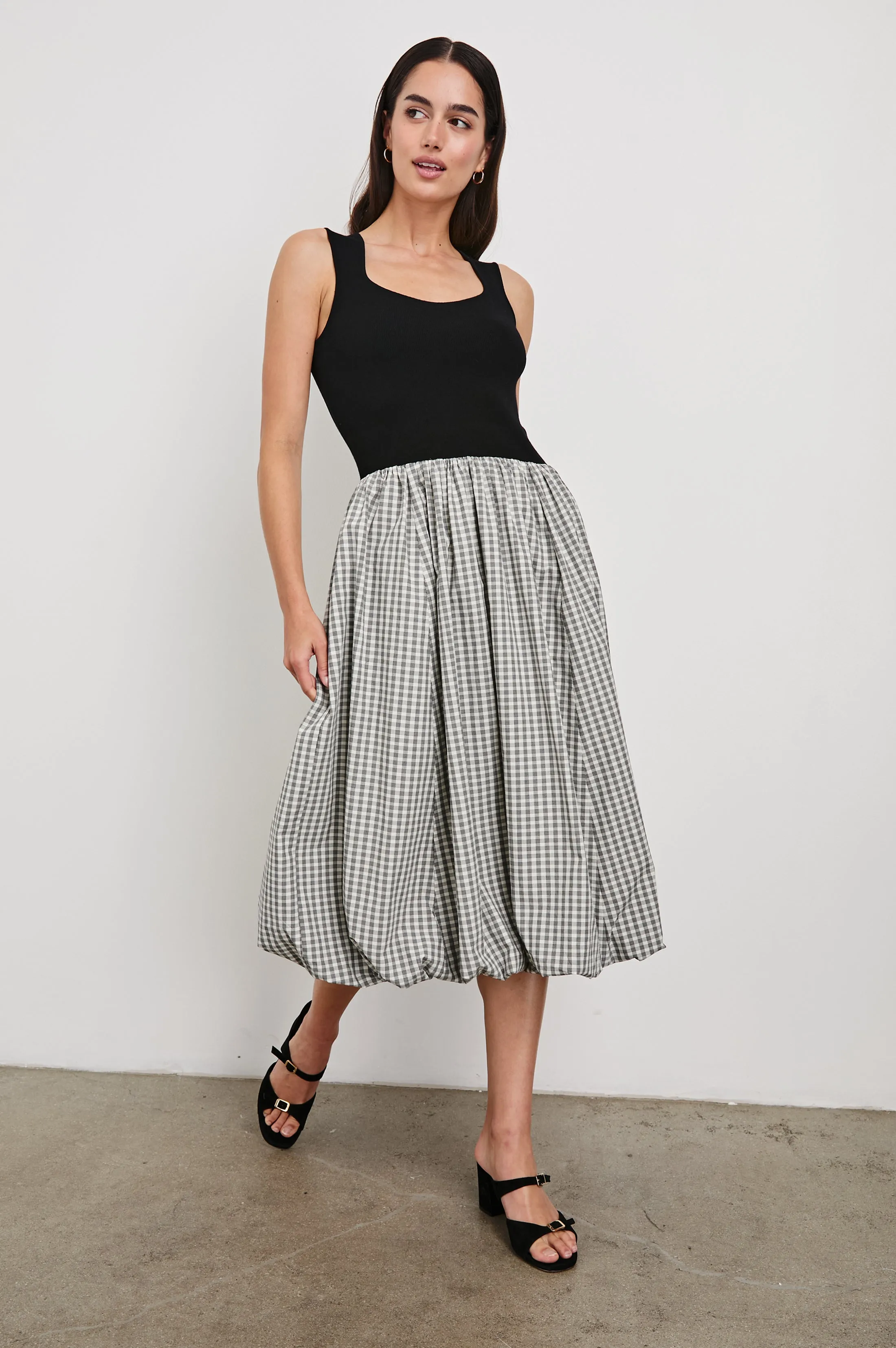 ROSALIND DRESS - IVORY JET GINGHAM Rails